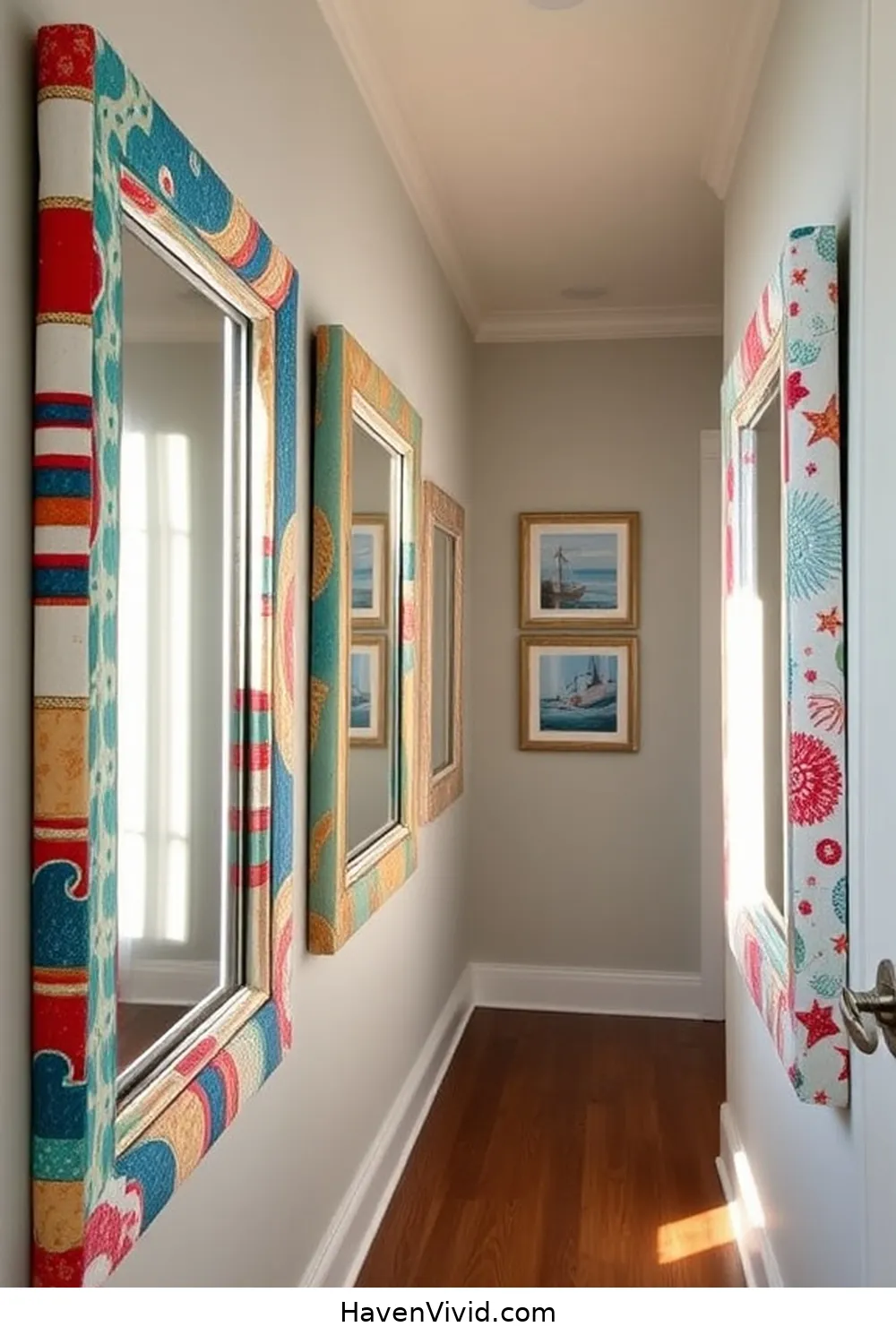 13 Creative Ways for Coastal Living in Your Hallway Using Upcycled Fabric 12 Fabric Picture Frames With a Coastal Flair for 13 Creative Ways for Coastal Living in Your Hallway Using Upcycled Fabric