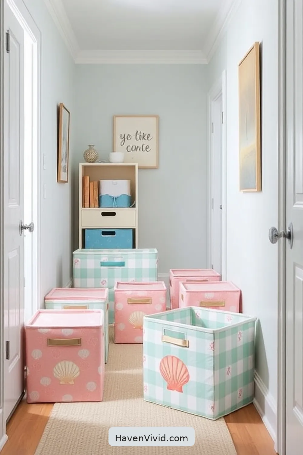 13 Creative Ways for Coastal Living in Your Hallway Using Upcycled Fabric 10 Upcycled Fabric Storage Bins for Organization for 13 Creative Ways for Coastal Living in Your Hallway Using Upcycled Fabric