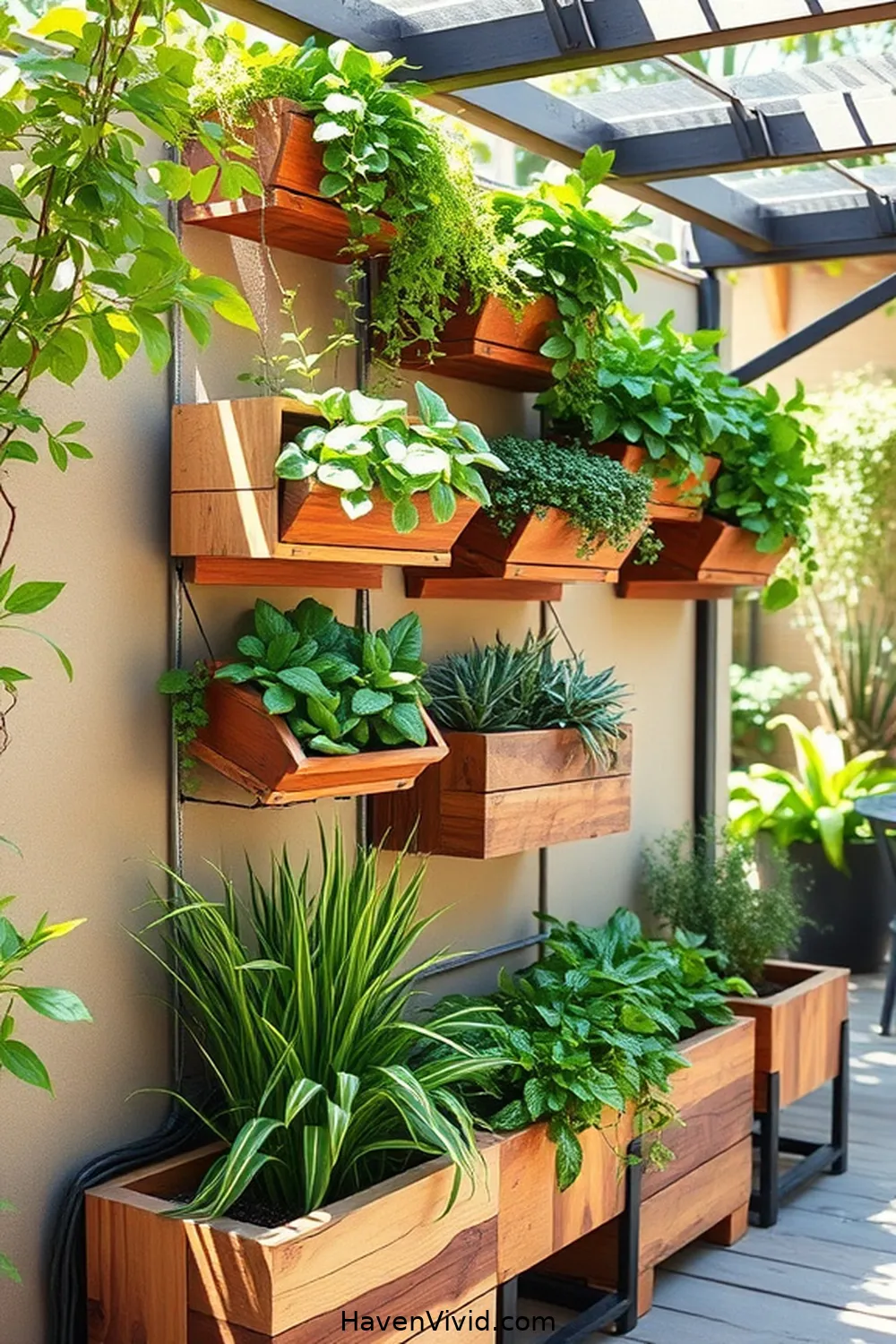 13 Creative Ways for Eco-Friendly Outdoor Living Using Recycled Wood Patios 4 Create a Vertical Garden With Recycled Wood Planters for 13 Creative Ways for Eco-Friendly Outdoor Living Using Recycled Wood Patios