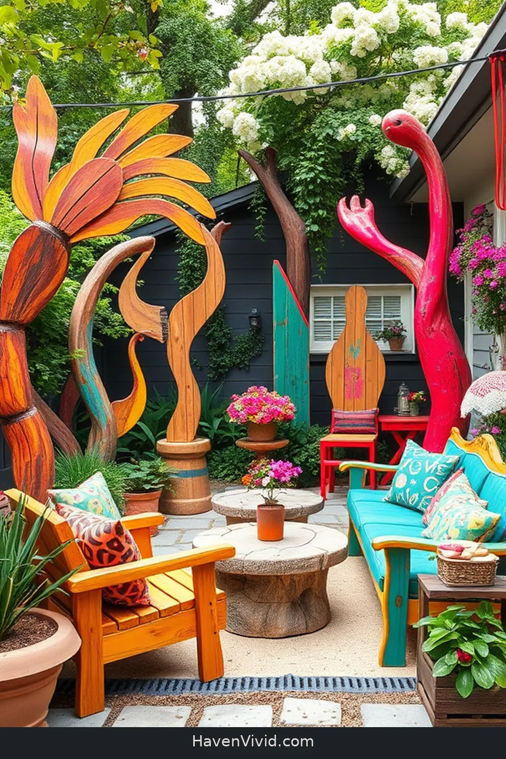 13 Creative Ways for Eco-Friendly Outdoor Living Using Recycled Wood Patios 8 Make Unique Outdoor Art and Decor From Old Wood for 13 Creative Ways for Eco-Friendly Outdoor Living Using Recycled Wood Patios