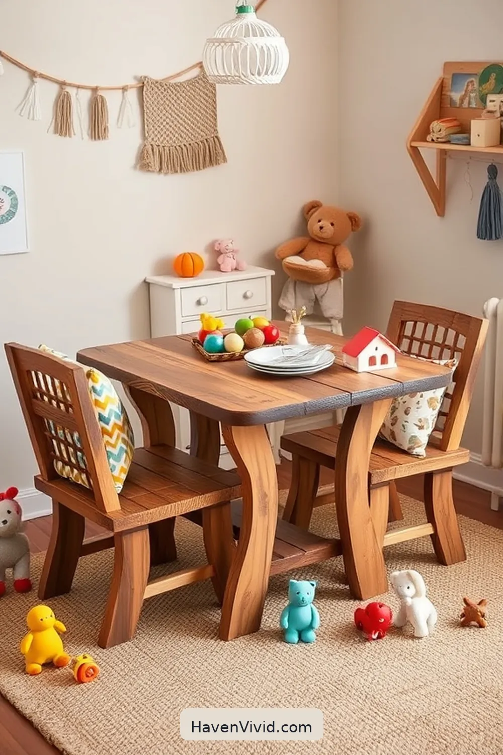 13 Creative Ways for Family-Friendly Living in Your Nursery Using Reclaimed Materials 9 Table and Chair Set From Thrifted Finds for 13 Creative Ways for Family-Friendly Living in Your Nursery Using Reclaimed Materials