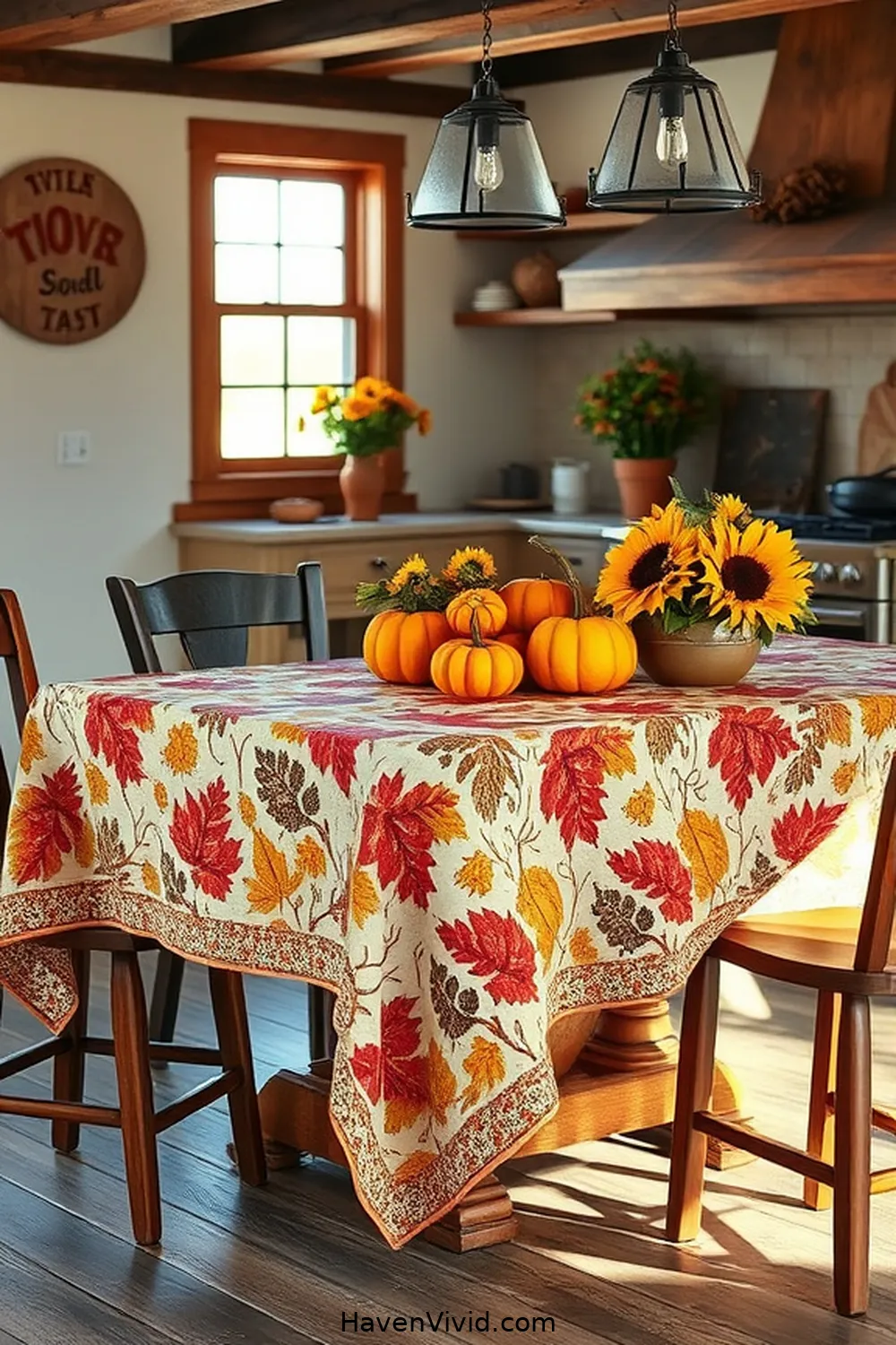 13 Creative Ways for Farmhouse Living in Your Kitchen Using Upcycled Fabric 14 Harvest-Themed Fabric Table Cloths for 13 Creative Ways for Farmhouse Living in Your Kitchen Using Upcycled Fabric