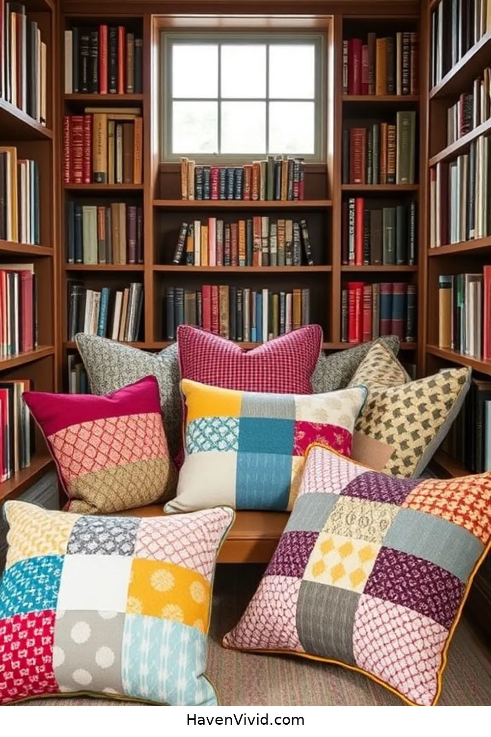 13 Creative Ways for Using Upcycled Fabric in Family-Friendly Library Spaces 5 Patchwork Pillows for Seating Areas for 13 Creative Ways for Using Upcycled Fabric in Family-Friendly Library Spaces