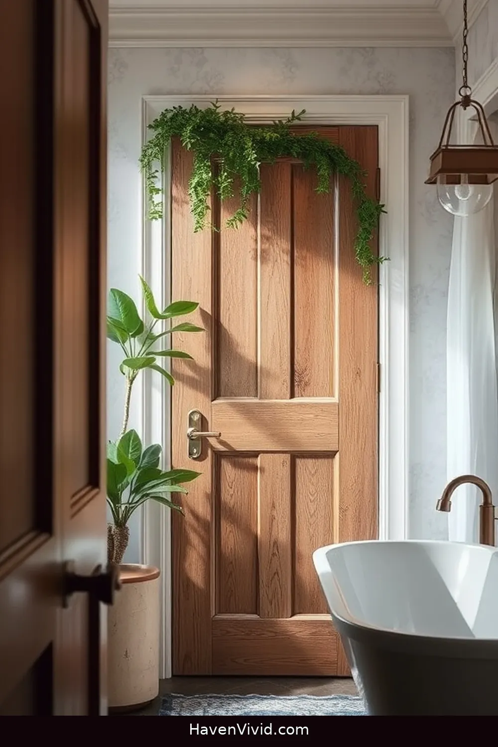 13 Tips for Family-Friendly Living in Bathrooms Using Recycled Wood 12 Implement a Wood Panel Door for a Cozy Feel for 13 Tips for Family-Friendly Living in Bathrooms Using Recycled Wood