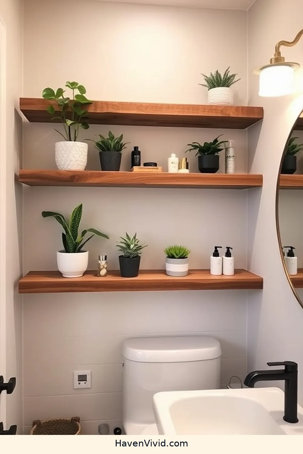 13 Tips for Family-Friendly Living in Bathrooms Using Recycled Wood 6 Use Recycled Wood for Floating Shelves for 13 Tips for Family-Friendly Living in Bathrooms Using Recycled Wood