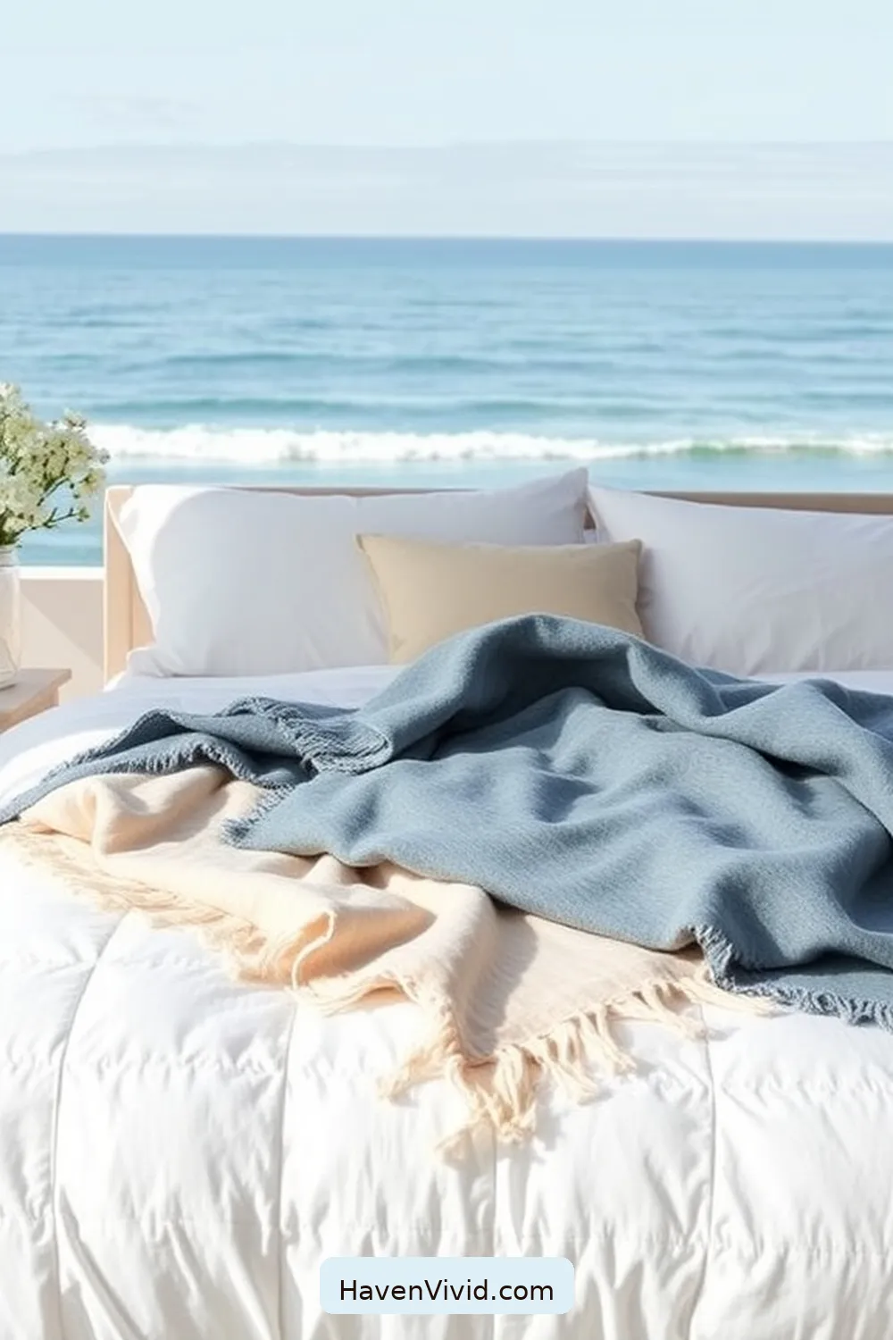 Choose Organic Cotton Decorative Throws for Accent for 13 Ways to Achieve Coastal Living in Your Bedroom Using Organic Cotton