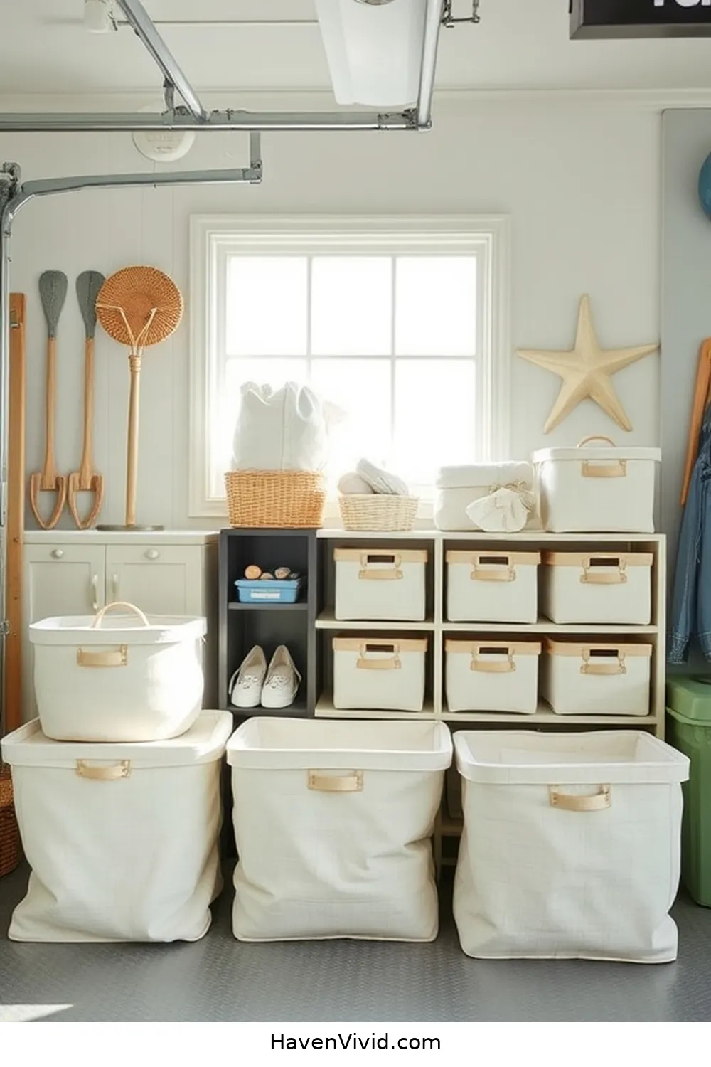 13 Ways to Achieve Coastal Living in Your Garage Using Organic Cotton 7 Opt for Organic Cotton Storage Bins to Organize With Style for 13 Ways to Achieve Coastal Living in Your Garage Using Organic Cotton