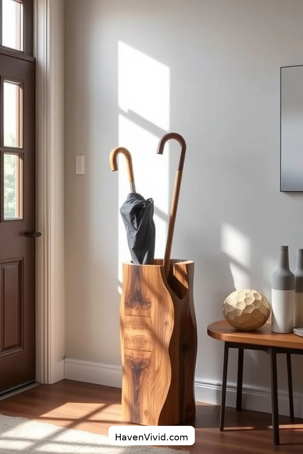 13 Ways to Achieve a Minimalist Lifestyle in Your Entryway Using Recycled Wood 9 Assemble a Unique Umbrella Stand for 13 Ways to Achieve a Minimalist Lifestyle in Your Entryway Using Recycled Wood