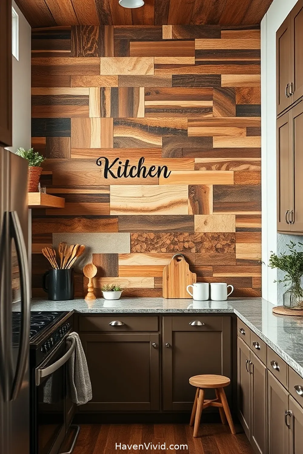 13 Ways to Create a Family-Friendly Kitchen Using Recycled Wood 8 Unique Wood Wall Panels for 13 Ways to Create a Family-Friendly Kitchen Using Recycled Wood