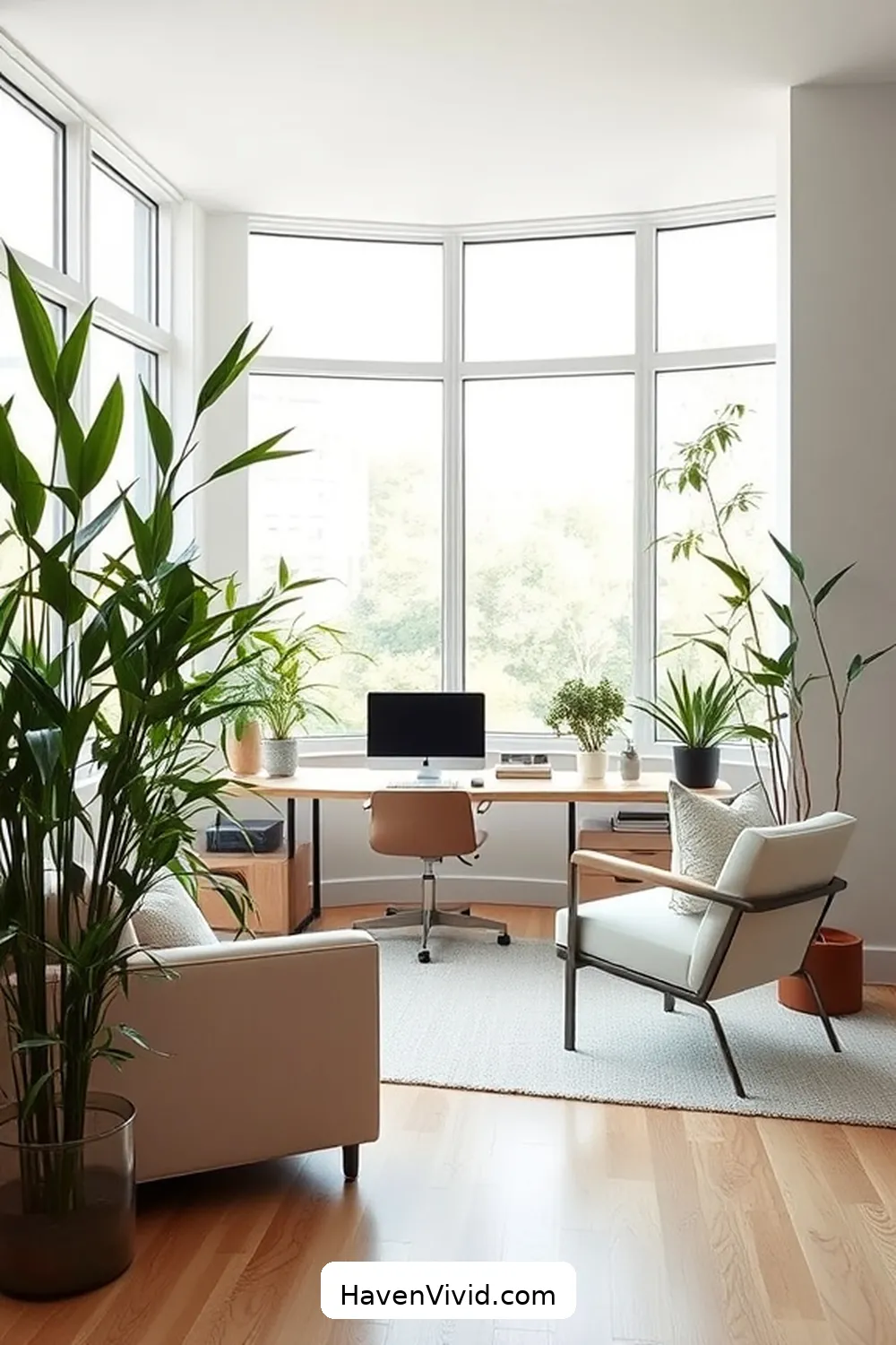Integrate Bamboo Plants for a Breath of Fresh Air for 13 Ways to Embrace a Minimalist Lifestyle in Your Home Office Using Bamboo