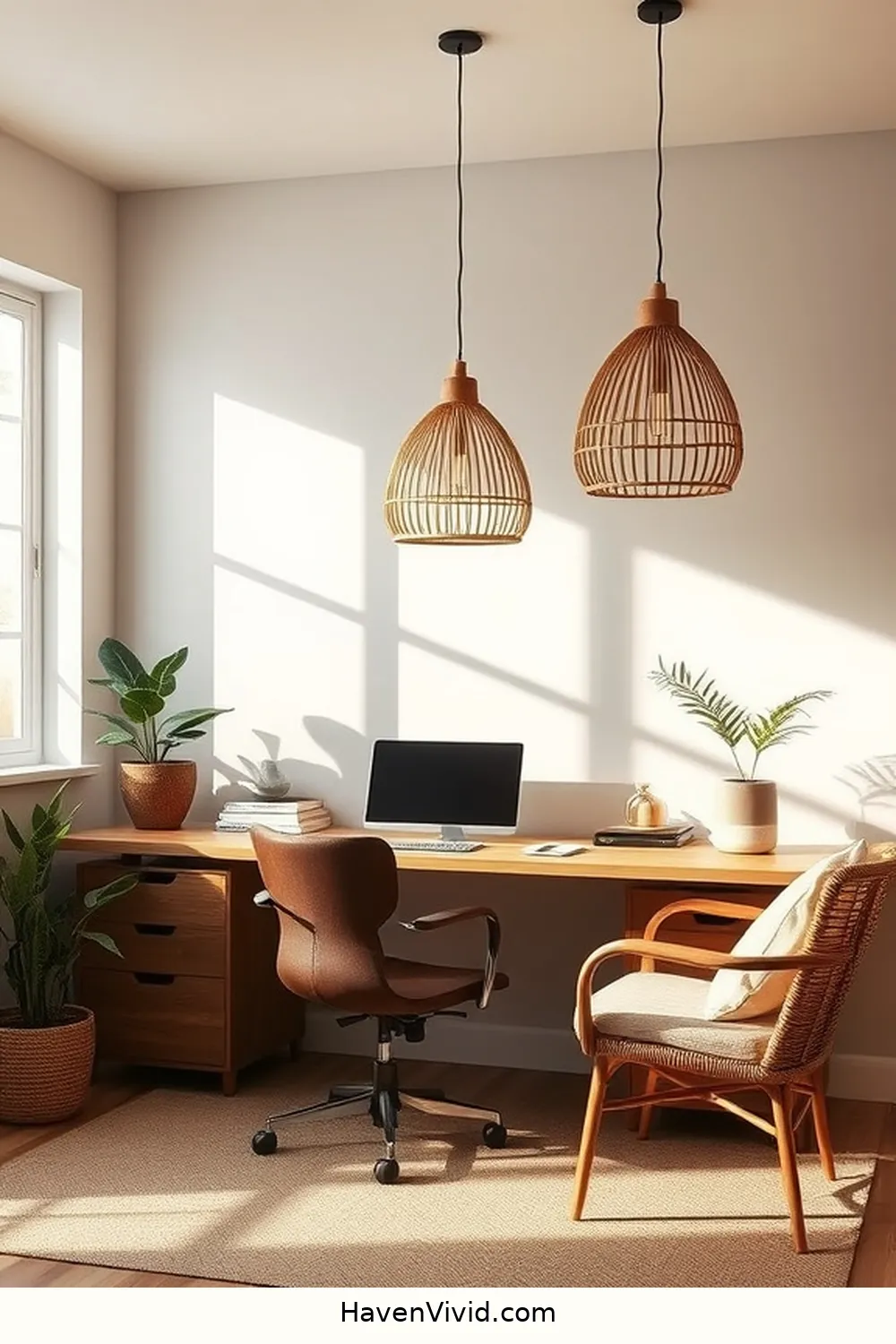 Select Bamboo Lighting to Enhance Ambiance for 13 Ways to Embrace a Minimalist Lifestyle in Your Home Office Using Bamboo