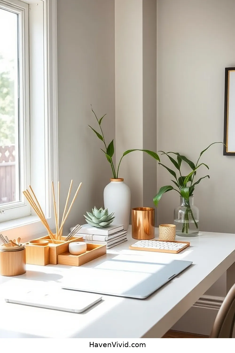 Utilize Bamboo Organizational Tools for Efficiency for 13 Ways to Embrace a Minimalist Lifestyle in Your Home Office Using Bamboo
