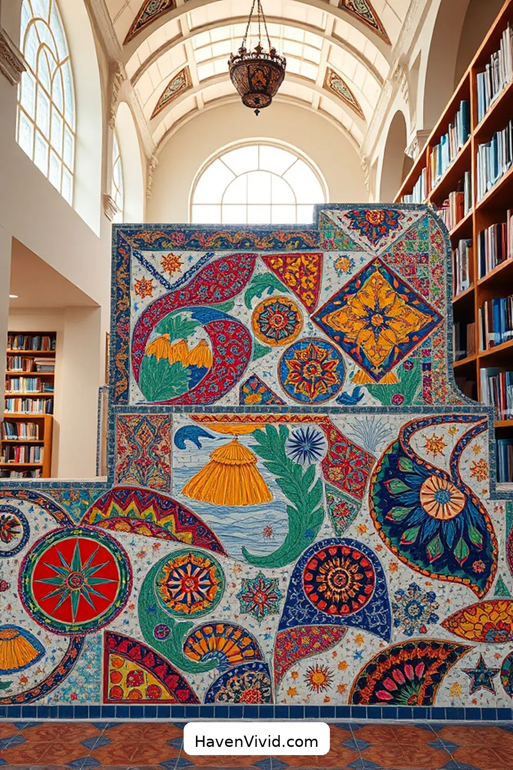 14 Artistic Spaces in Libraries Using Reclaimed Materials 7 Artistic Mosaics: Celebrating Local Culture Through Reclaimed Tiles for 14 Artistic Spaces in Libraries Using Reclaimed Materials