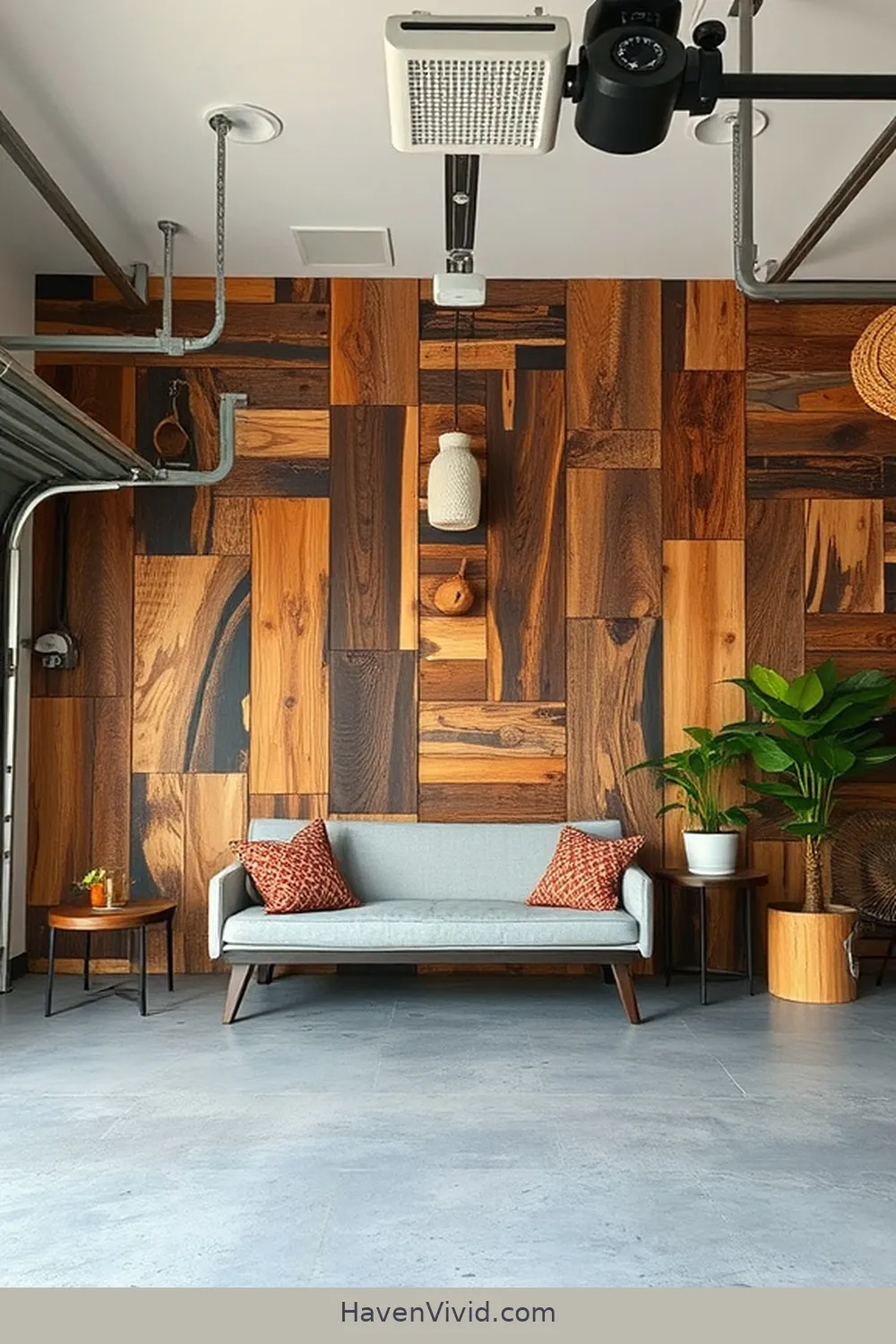 Customized Wall Murals With Reclaimed Wood for 14 Chic Ways to Create a Glamorous Garage Using Reclaimed Materials