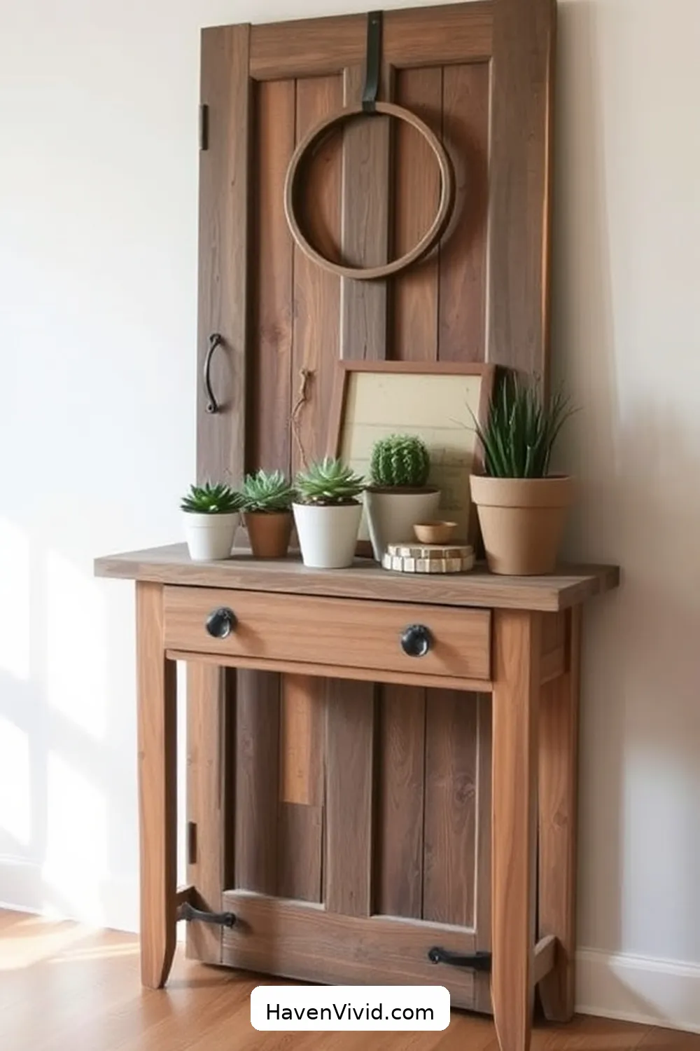 14 Creative Eco-Friendly Entryway Designs Using Recycled Wood 4 Vintage Door Console Table for 14 Creative Eco-Friendly Entryway Designs Using Recycled Wood