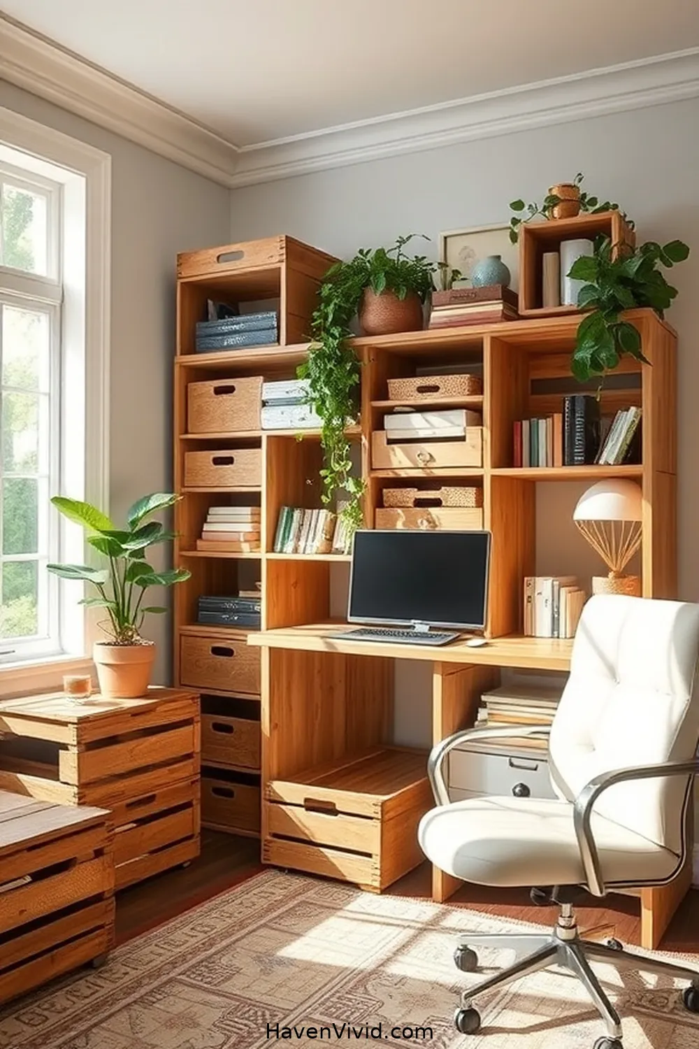 14 Creative Ways for Eco-Friendly Living in Your Home Office Using Reclaimed Materials 8 Repurposed Crates for Filing for 14 Creative Ways for Eco-Friendly Living in Your Home Office Using Reclaimed Materials
