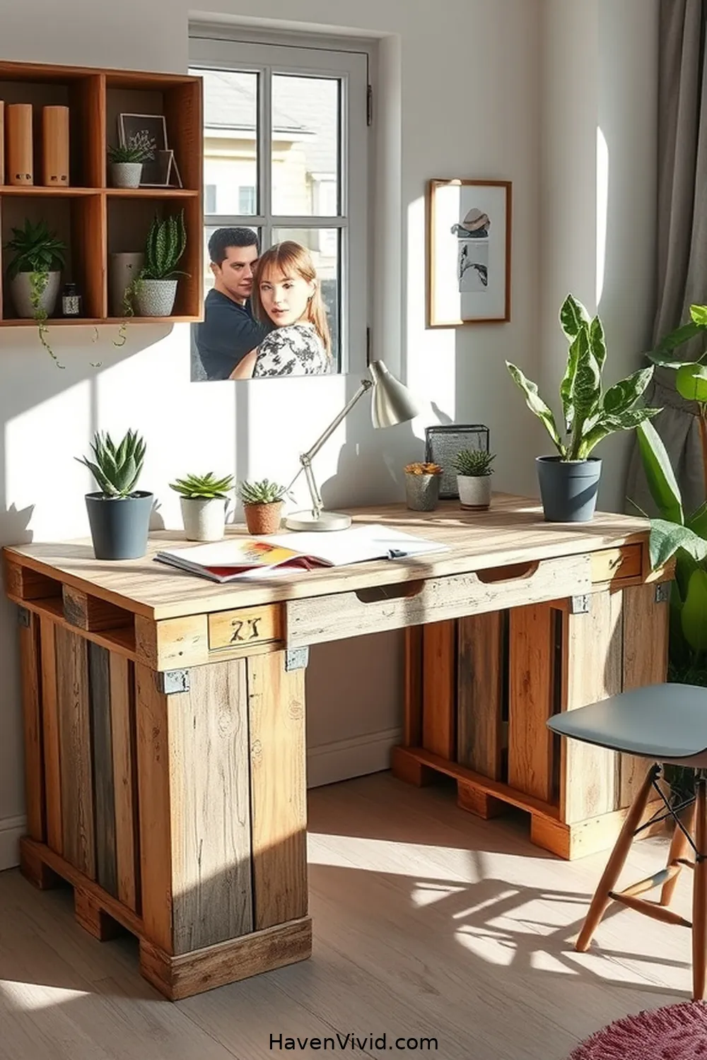 14 Creative Ways for Eco-Friendly Living in Your Home Office Using Reclaimed Materials 2 Upcycled Desk From Pallets for 14 Creative Ways for Eco-Friendly Living in Your Home Office Using Reclaimed Materials