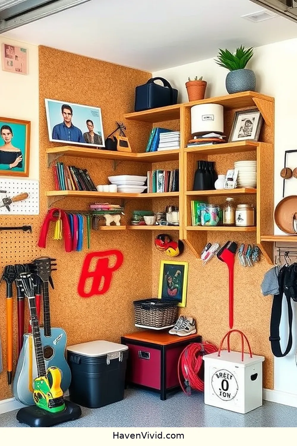 14 Creative Ways to Transform Artistic Garage Spaces Using Cork 4 Create Custom Cork Shelving for 14 Creative Ways to Transform Artistic Garage Spaces Using Cork