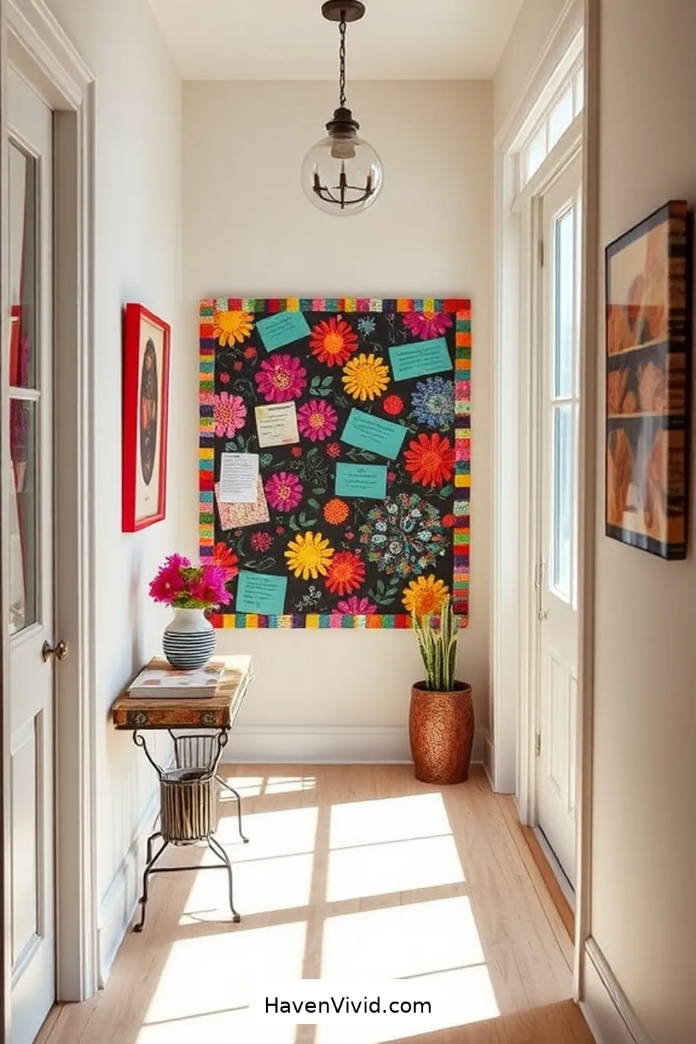14 Creative Ways to Use Upcycled Fabric for a Family-Friendly Hallway 13 Fabric-Covered Bulletin Board for 14 Creative Ways to Use Upcycled Fabric for a Family-Friendly Hallway