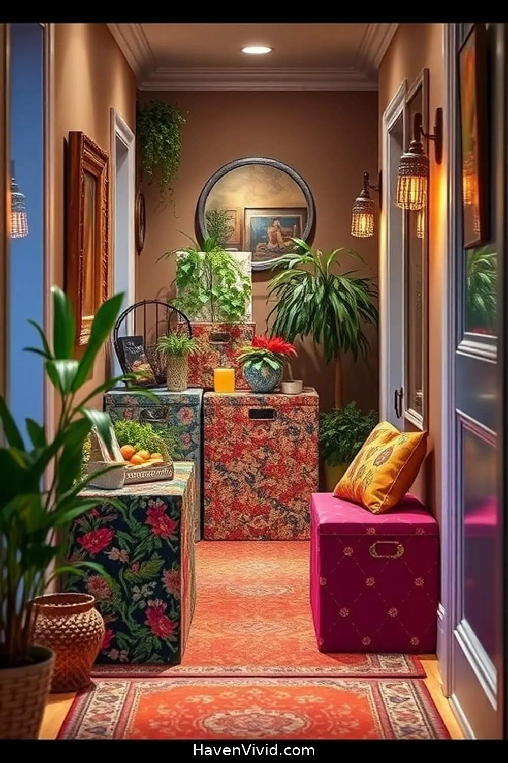14 Creative Ways to Use Upcycled Fabric for a Family-Friendly Hallway 5 Fabric-Covered Storage Boxes for 14 Creative Ways to Use Upcycled Fabric for a Family-Friendly Hallway