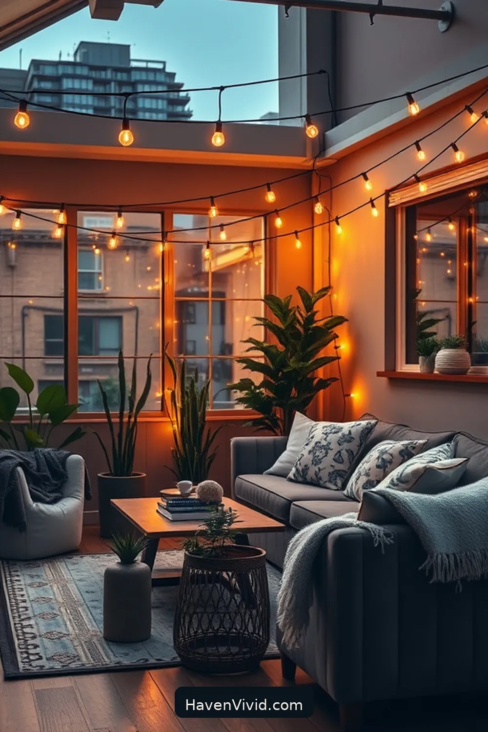 14 Stylish Ways of Using Solar-Powered Lights in Your Urban Living Room 3 Use Solar String Lights for a Cozy Vibe for 14 Stylish Ways of Using Solar-Powered Lights in Your Urban Living Room