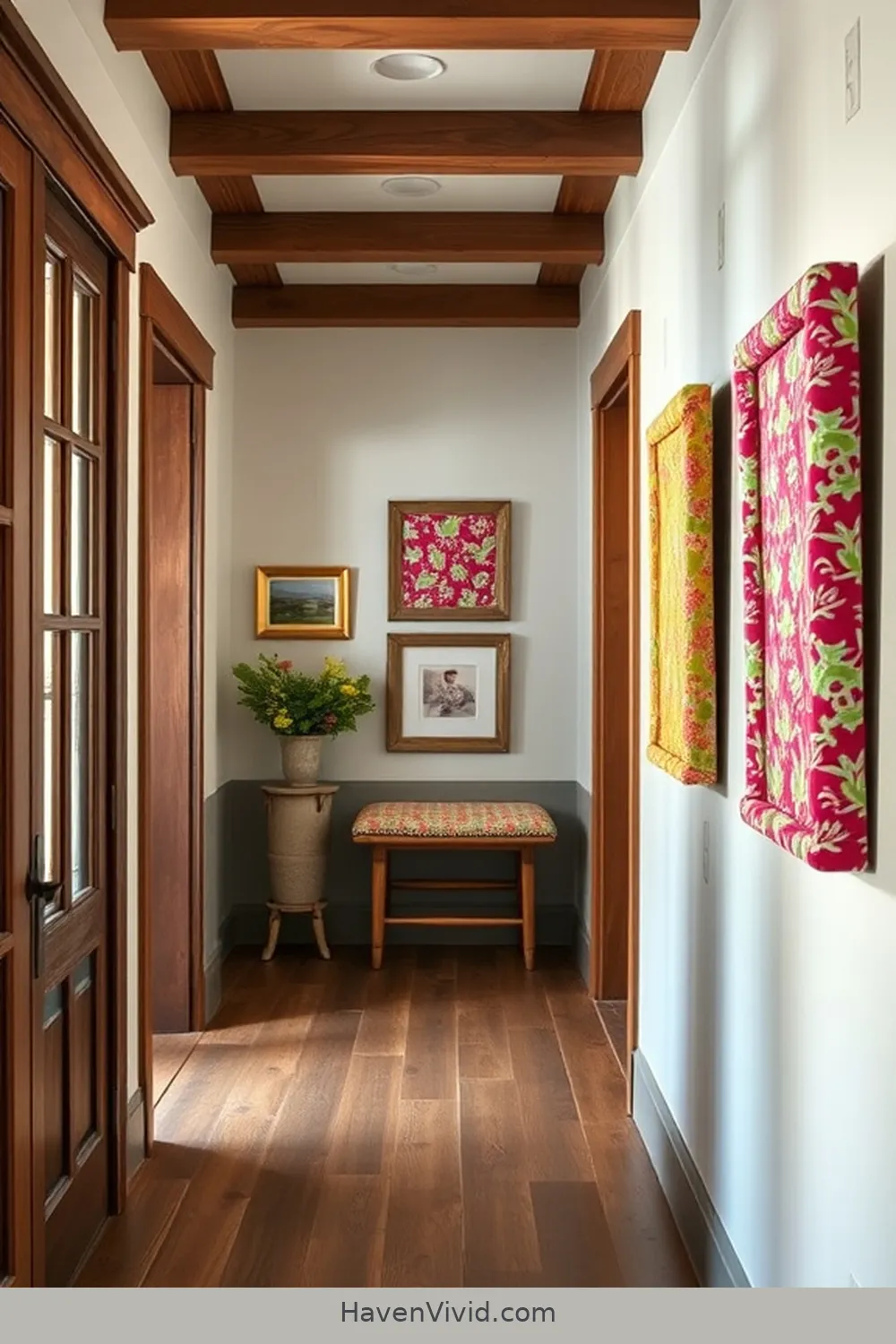 14 Tips for Transforming Your Hallway Using Upcycled Fabric for Farmhouse Living 7 Fabric-Covered Picture Frames for 14 Tips for Transforming Your Hallway Using Upcycled Fabric for Farmhouse Living