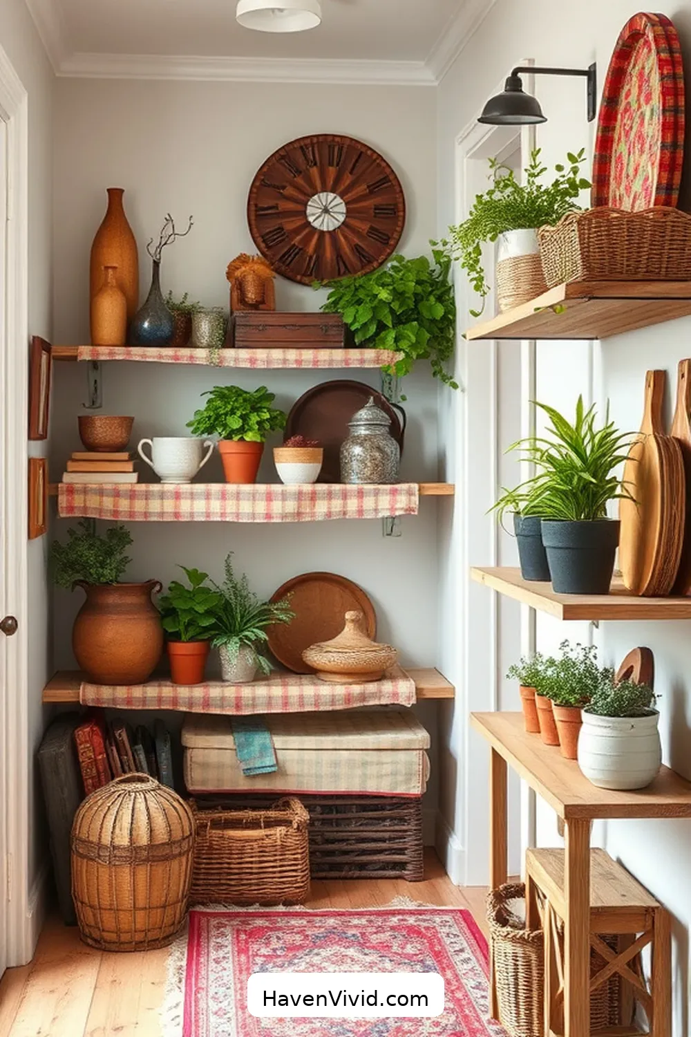 14 Tips for Transforming Your Hallway Using Upcycled Fabric for Farmhouse Living 10 Fabric-Covered Shelving for 14 Tips for Transforming Your Hallway Using Upcycled Fabric for Farmhouse Living