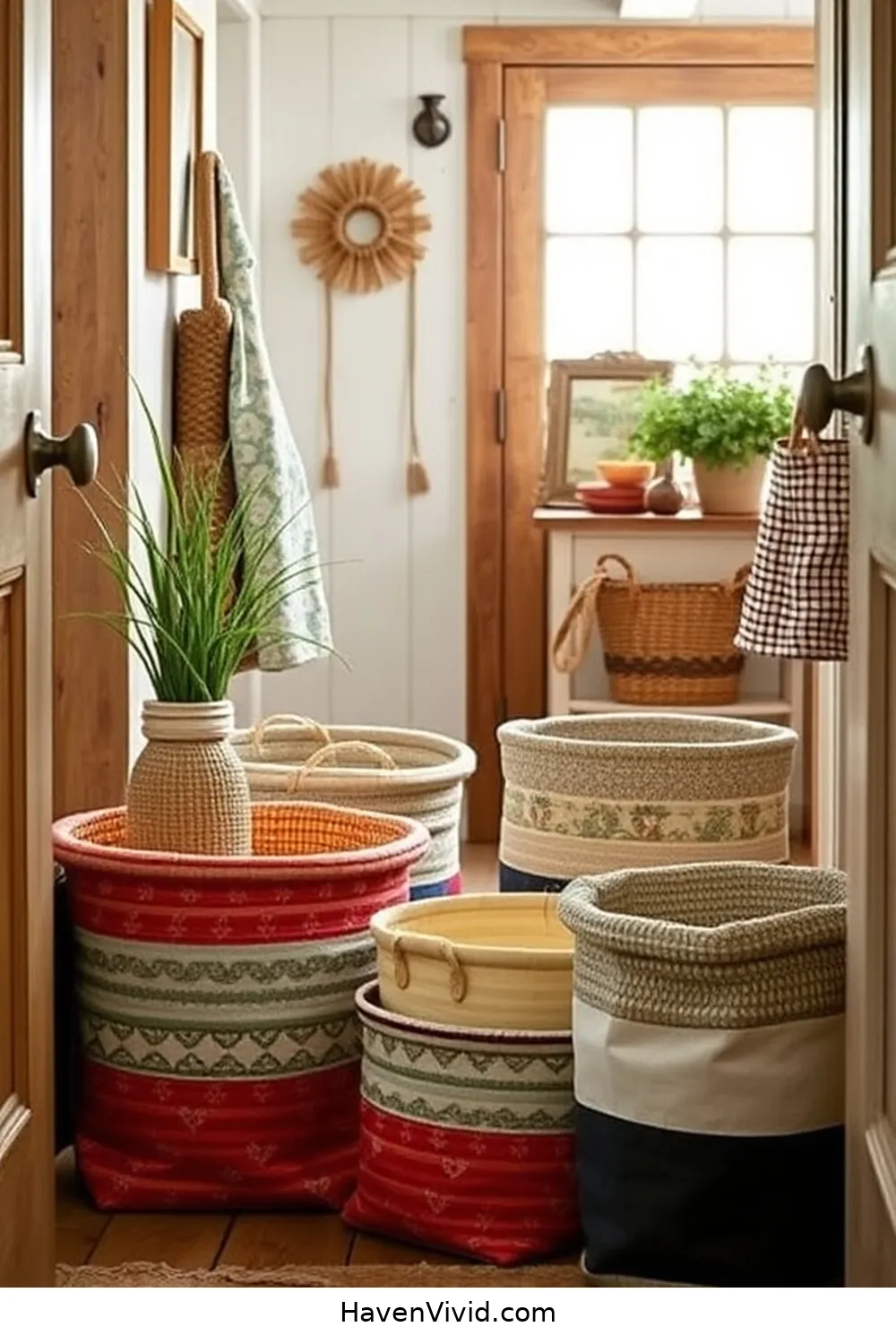 14 Tips for Transforming Your Hallway Using Upcycled Fabric for Farmhouse Living 6 Stylish Fabric Storage Baskets for 14 Tips for Transforming Your Hallway Using Upcycled Fabric for Farmhouse Living