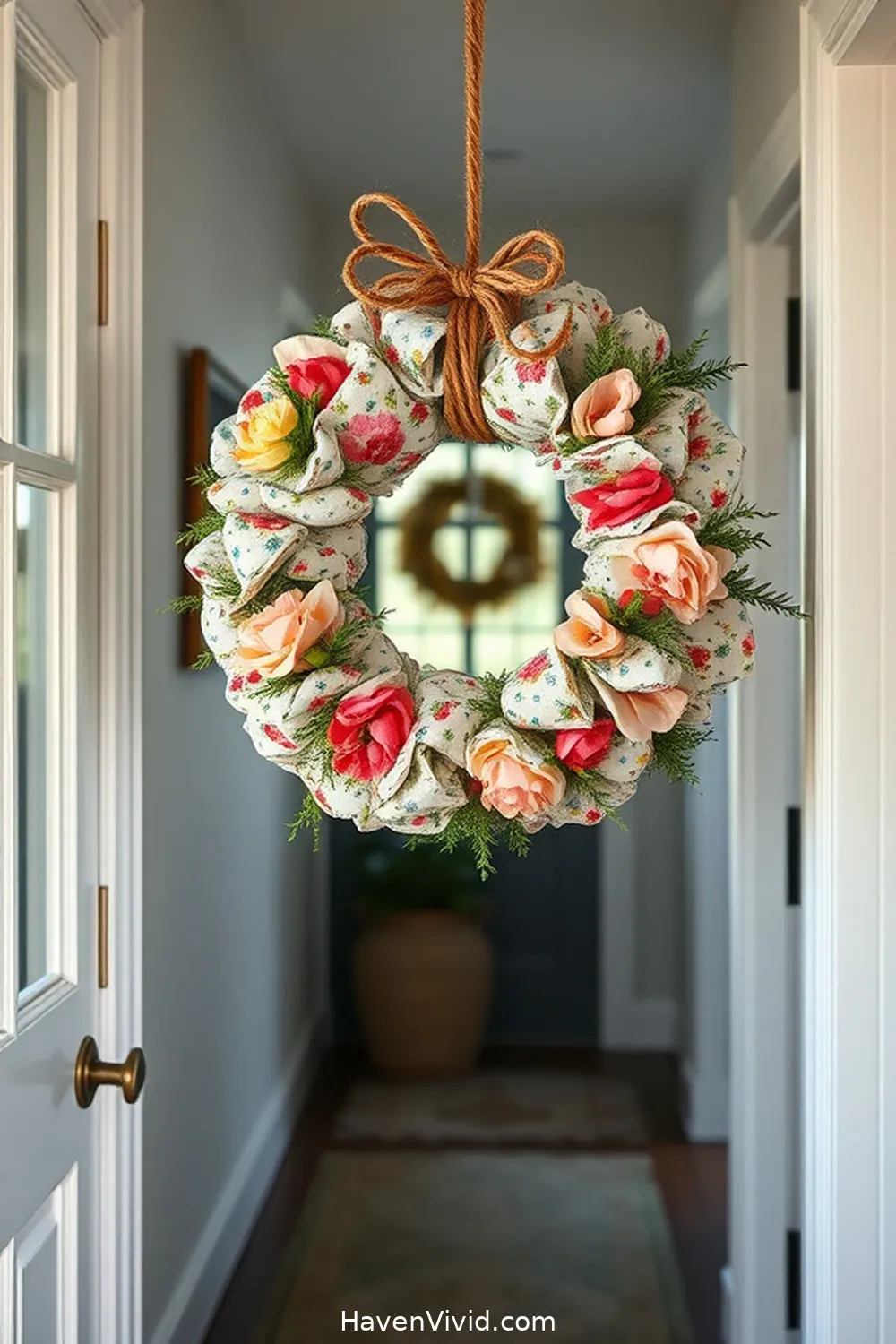 14 Tips for Transforming Your Hallway Using Upcycled Fabric for Farmhouse Living 14 Upcycled Fabric Wreaths for 14 Tips for Transforming Your Hallway Using Upcycled Fabric for Farmhouse Living