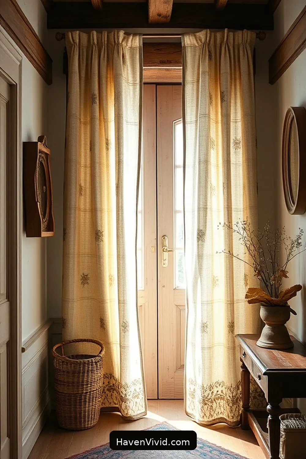 14 Tips for Transforming Your Hallway Using Upcycled Fabric for Farmhouse Living 11 Vintage Fabric Curtain Panels for 14 Tips for Transforming Your Hallway Using Upcycled Fabric for Farmhouse Living