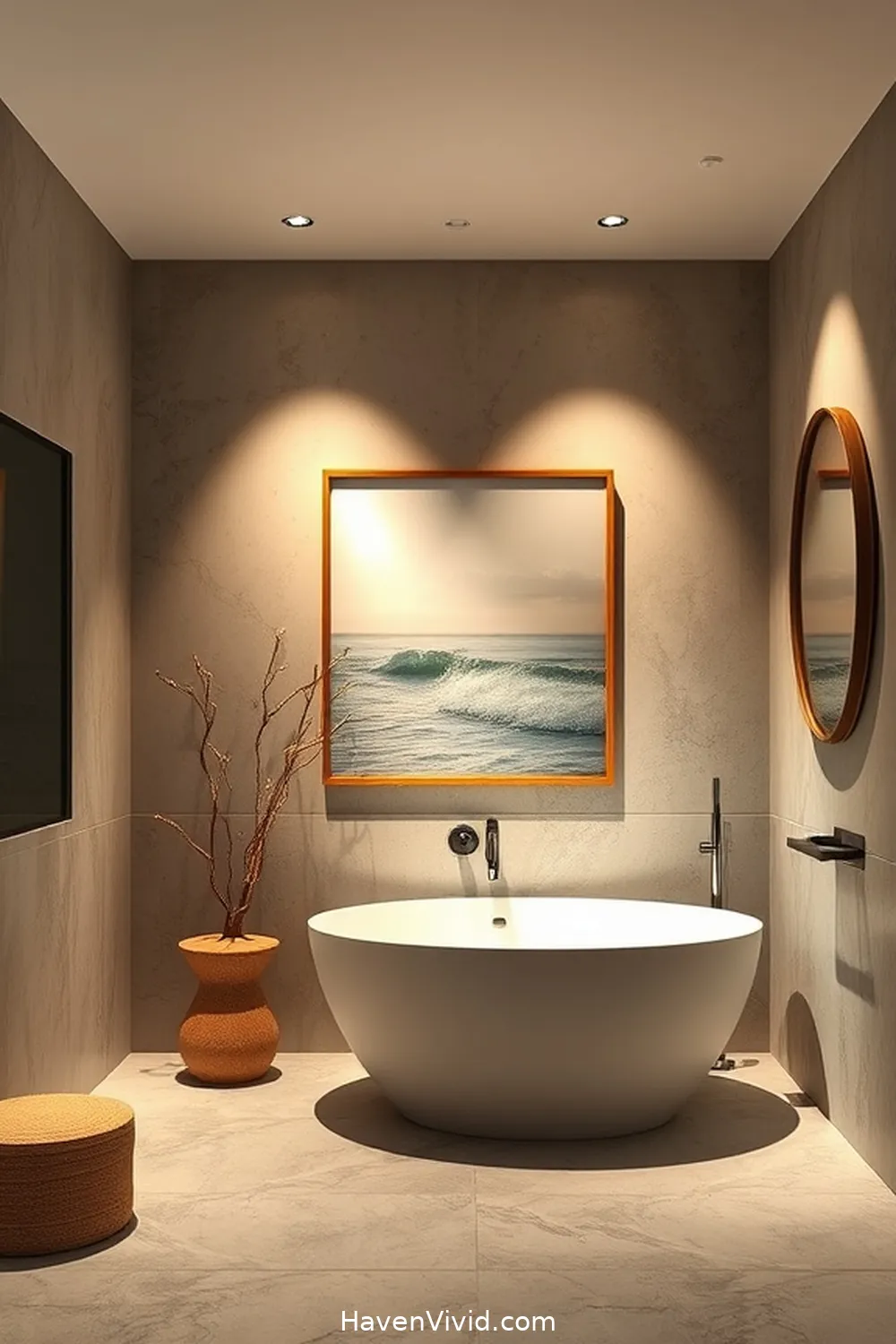 14 Ways to Achieve a Minimalist Bathroom Lifestyle Using Solar-Powered Lights 11 Highlight Bathroom Artwork With Solar Spotlights for 14 Ways to Achieve a Minimalist Bathroom Lifestyle Using Solar-Powered Lights