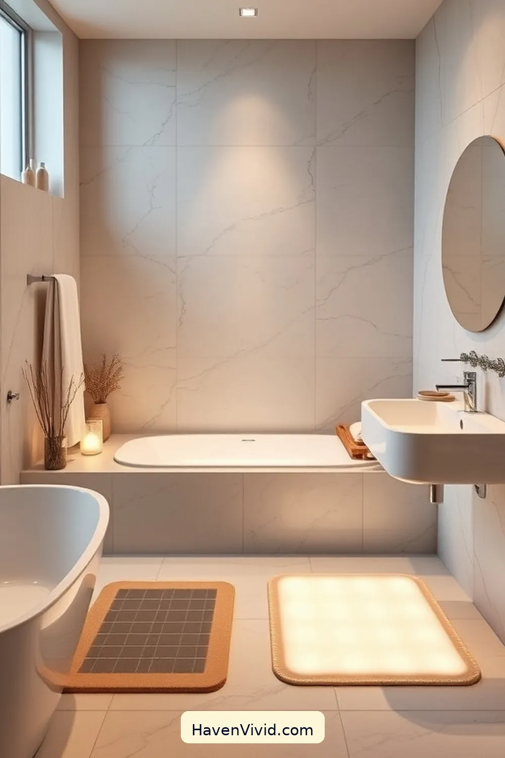 14 Ways to Achieve a Minimalist Bathroom Lifestyle Using Solar-Powered Lights 12 Opt for Solar-Powered Bath Mats for Safety for 14 Ways to Achieve a Minimalist Bathroom Lifestyle Using Solar-Powered Lights
