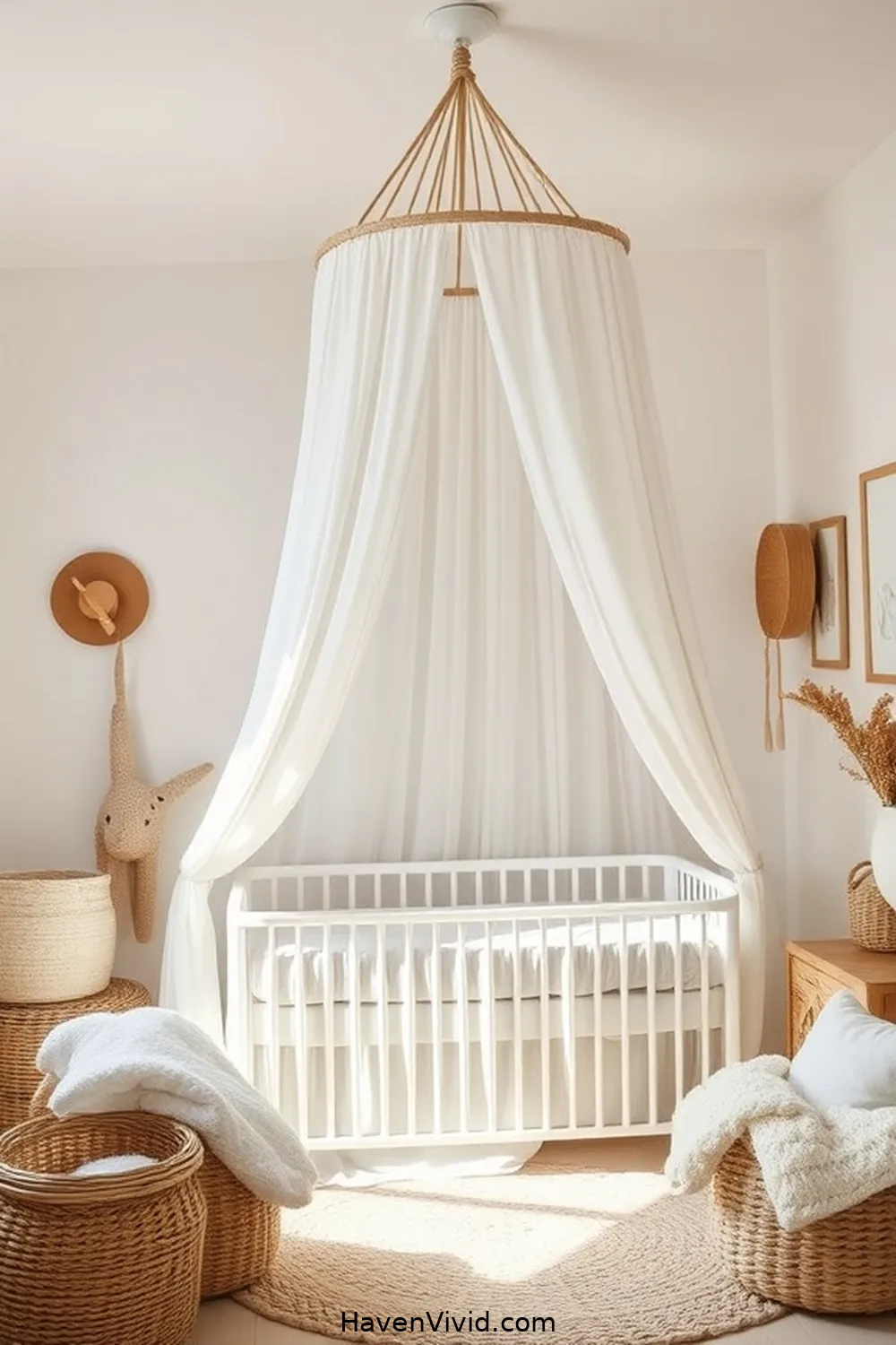 14 Ways to Create Artistic Nursery Spaces Using Natural Fibers 10 Install a Cotton Canopy for 14 Ways to Create Artistic Nursery Spaces Using Natural Fibers