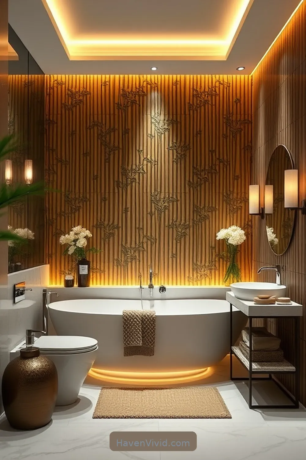 14 Ways to Create a Glamorous Bathroom Lifestyle Using Bamboo Accents 6 Bamboo Accent Walls for a Natural Touch for 14 Ways to Create a Glamorous Bathroom Lifestyle Using Bamboo Accents