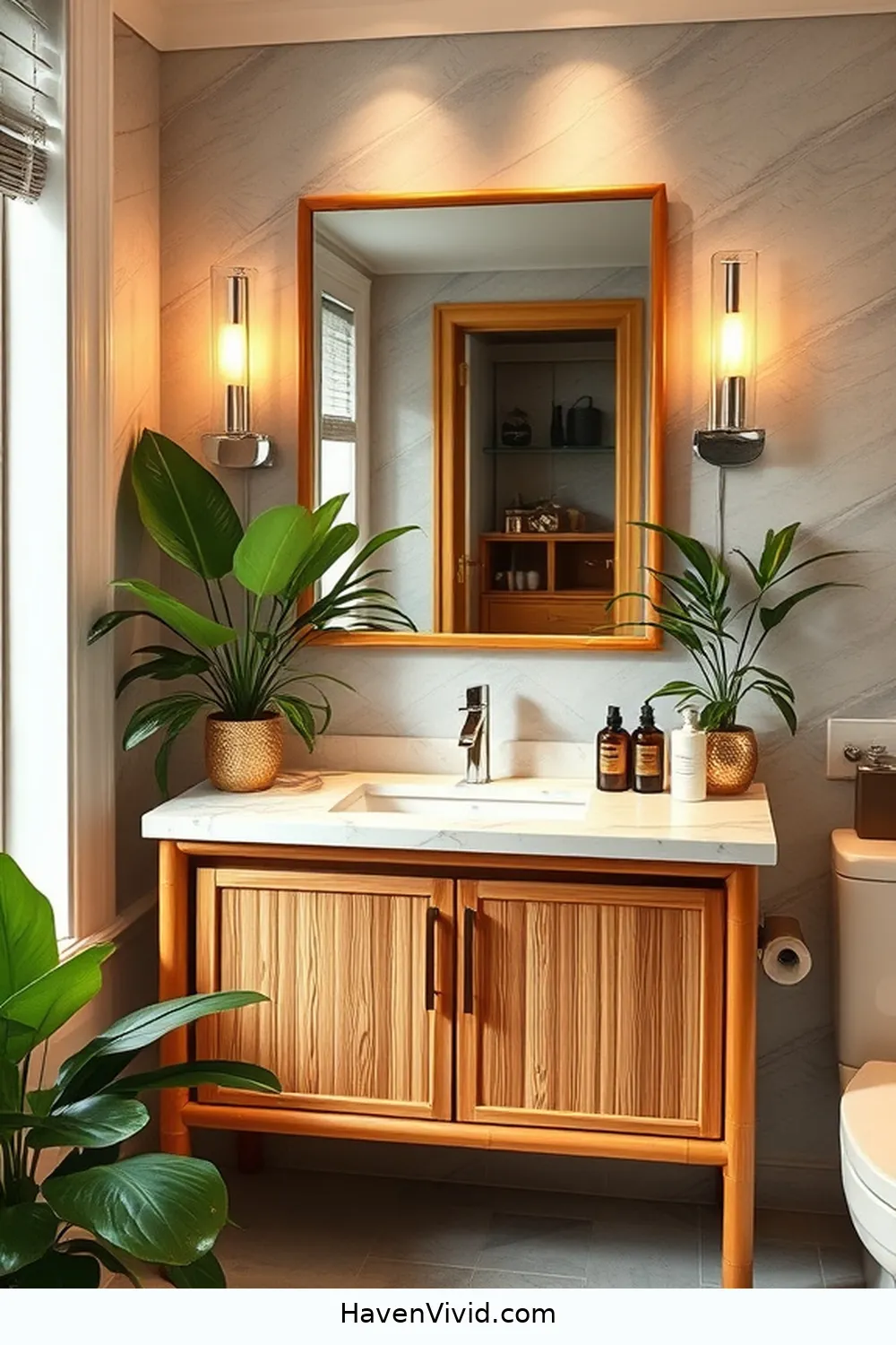 14 Ways to Create a Glamorous Bathroom Lifestyle Using Bamboo Accents 2 Bamboo Vanity Units for Chic Storage for 14 Ways to Create a Glamorous Bathroom Lifestyle Using Bamboo Accents