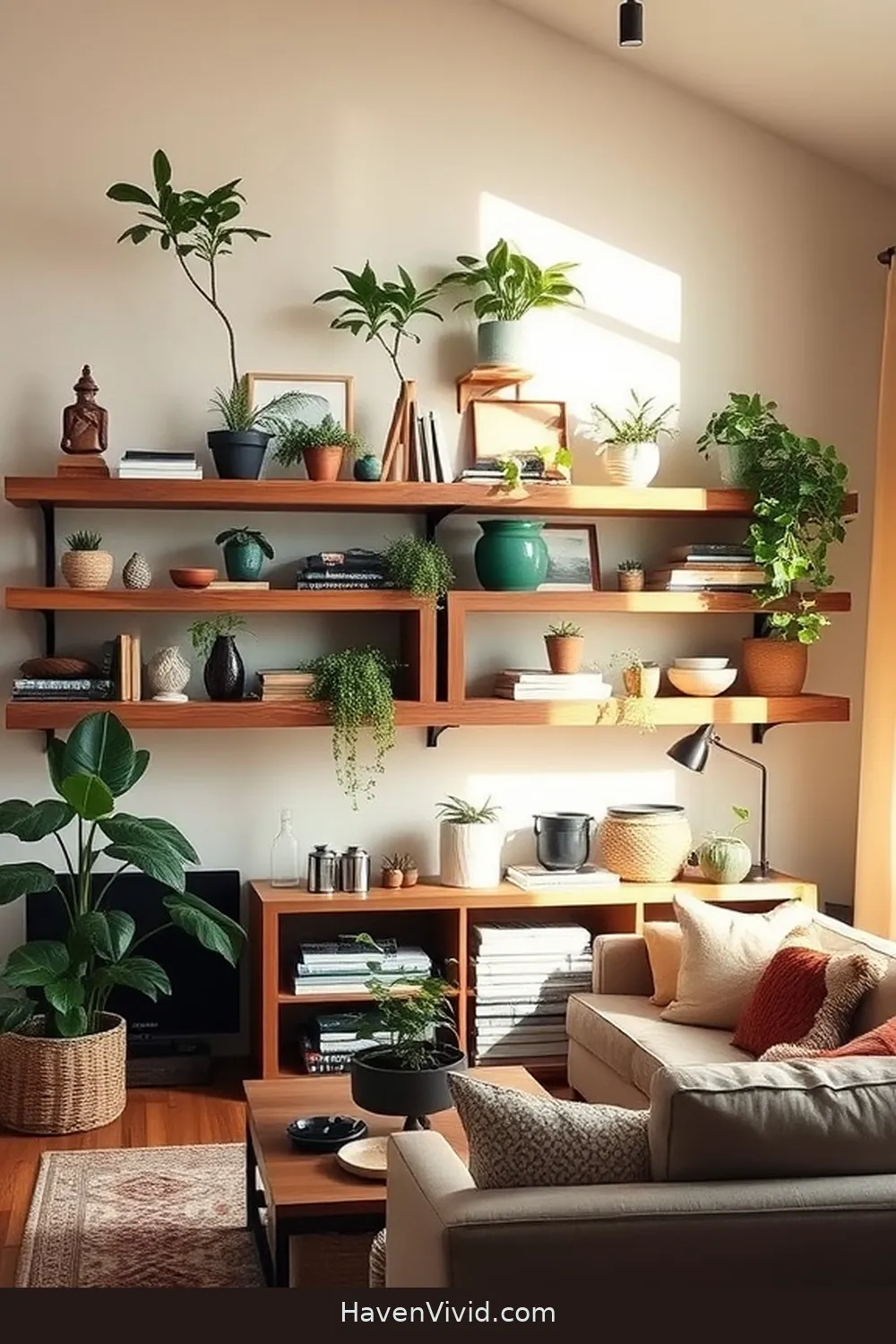 14 Ways to Create an Eco-Friendly Living Room Using Reclaimed Materials 10 Reclaimed Wood Shelving for 14 Ways to Create an Eco-Friendly Living Room Using Reclaimed Materials