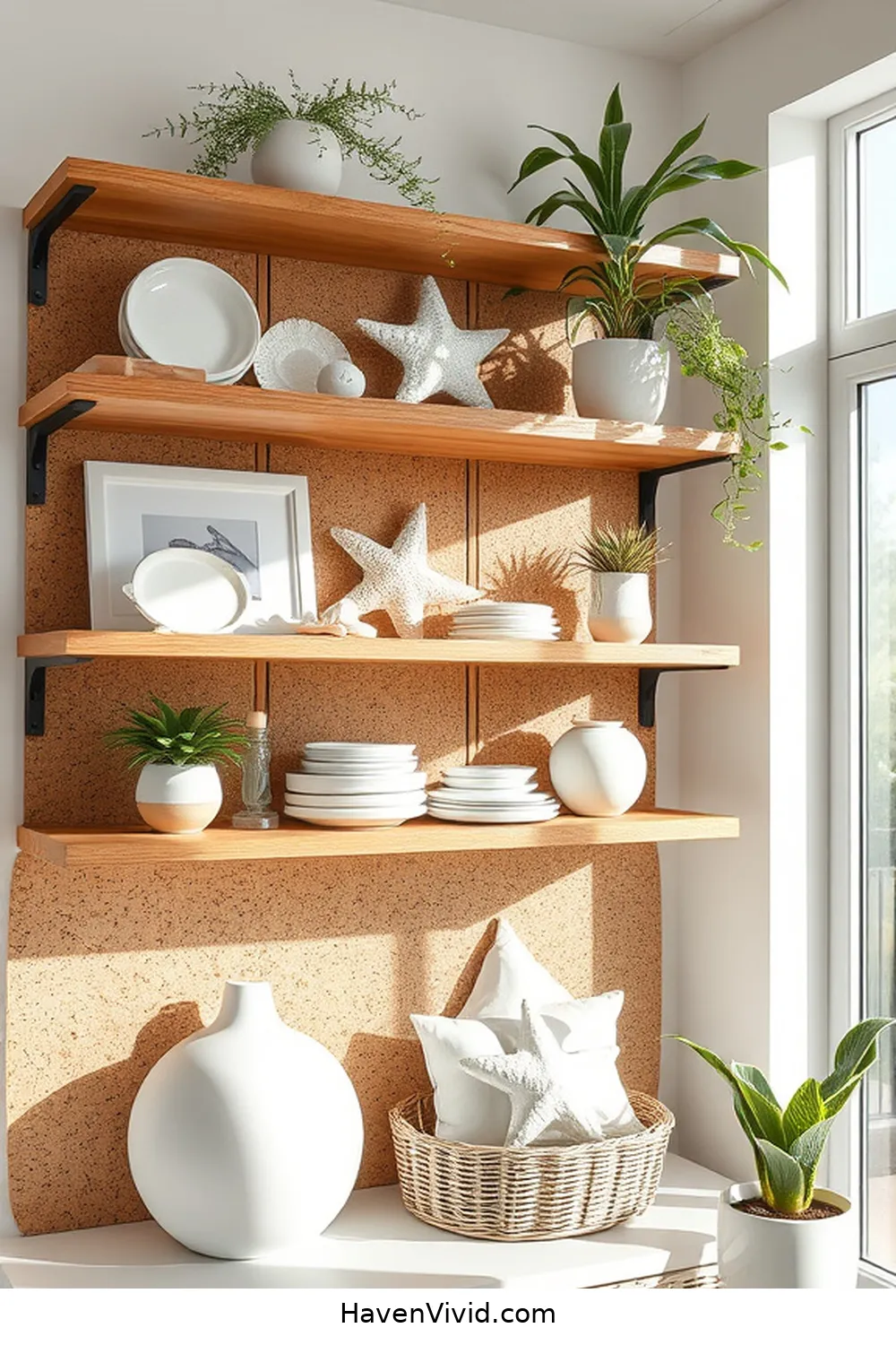 14 Ways to Embrace Coastal Living in Your Room Using Cork 4 Cork-Backed Shelving for Beachy Vibes for 14 Ways to Embrace Coastal Living in Your Room Using Cork