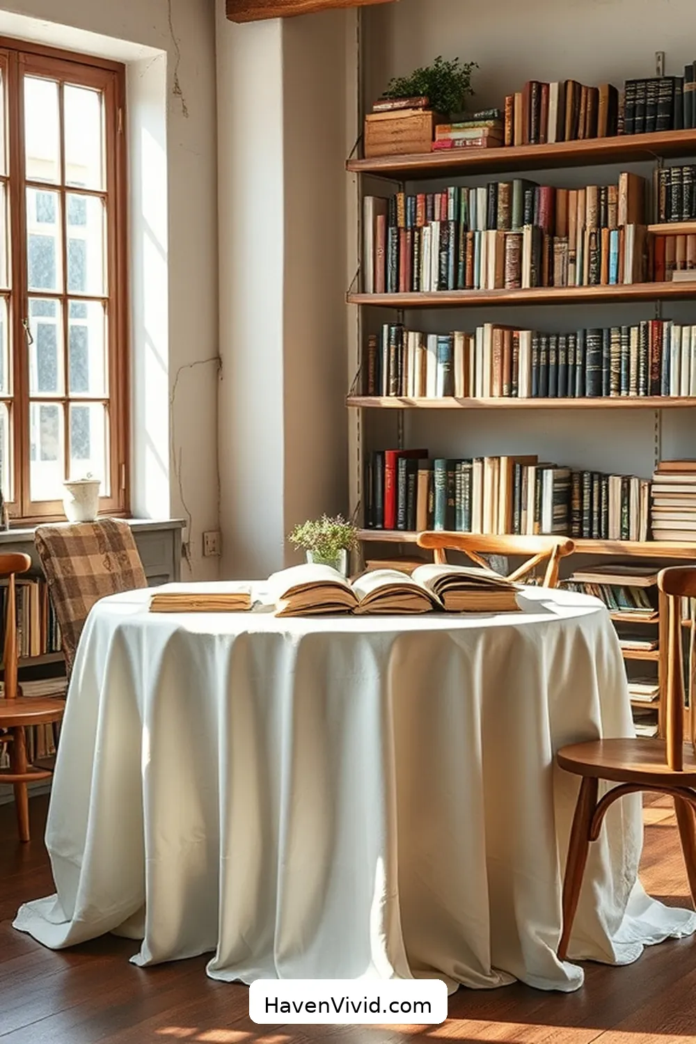 14 Ways to Embrace Farmhouse Living in Your Library Using Organic Cotton 9 Include Organic Cotton Tablecloths for Your Reading Table for 14 Ways to Embrace Farmhouse Living in Your Library Using Organic Cotton