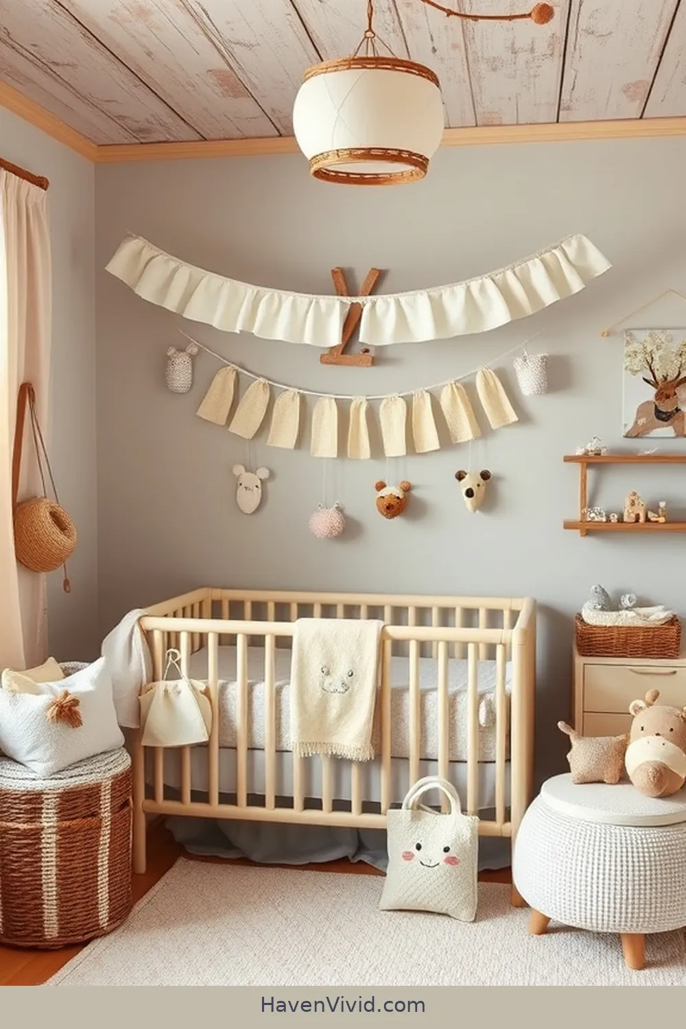 14 Ways to Embrace Farmhouse Living in Your Nursery Using Organic Cotton 11 Personalize the Nursery With Organic Cotton Bunting for 14 Ways to Embrace Farmhouse Living in Your Nursery Using Organic Cotton