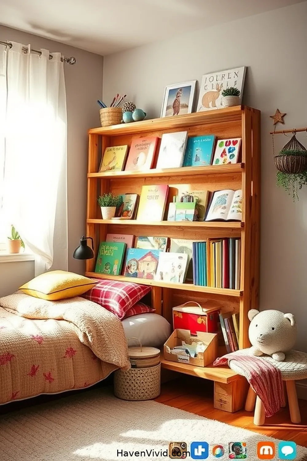 15 Creative Ideas for Family Friendly Living in Bedrooms Using Recycled Wood 4 DIY Bookshelves From Pallets for 15 Creative Ideas for Family Friendly Living in Bedrooms Using Recycled Wood