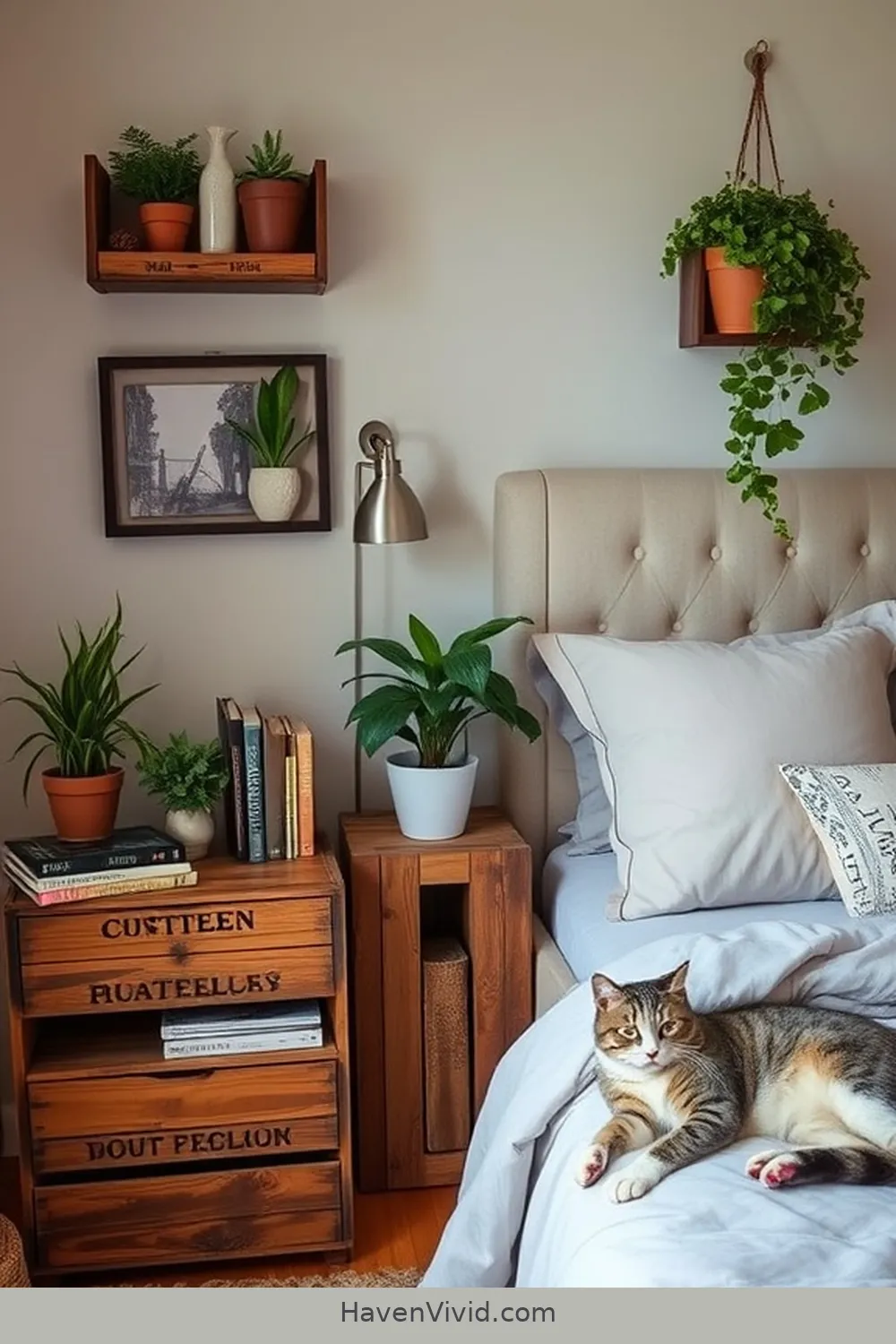 15 Creative Ideas for Family Friendly Living in Bedrooms Using Recycled Wood 7 Vintage Crates as Nightstands for 15 Creative Ideas for Family Friendly Living in Bedrooms Using Recycled Wood