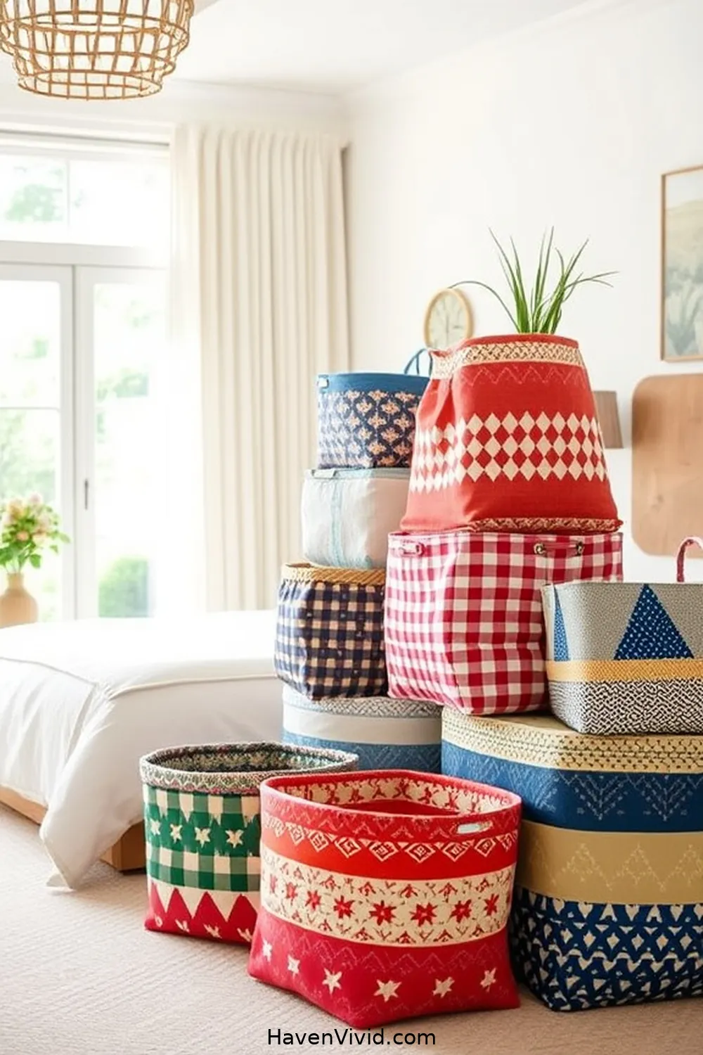 15 Creative Ways for Eco-Friendly Living in Your Bedroom Using Upcycled Fabric 6 Customized Storage Baskets for 15 Creative Ways for Eco-Friendly Living in Your Bedroom Using Upcycled Fabric