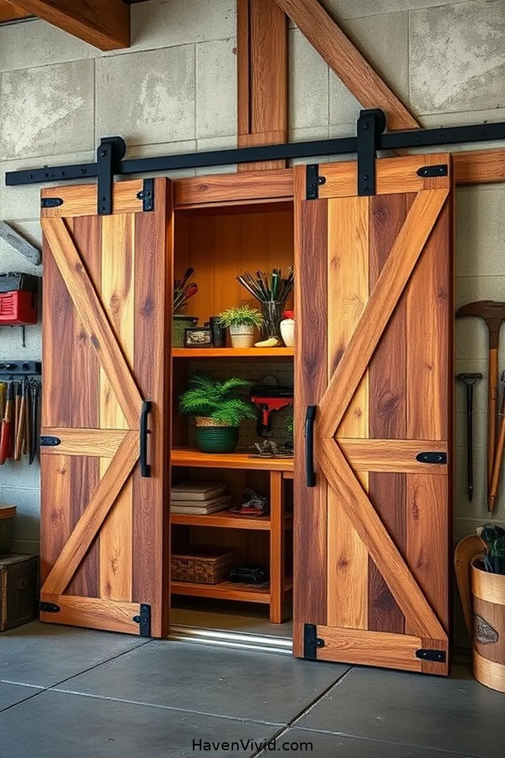 15 Creative Ways for Farmhouse Living in Your Garage Using Recycled Wood 3 Barn Door Storage Solutions for 15 Creative Ways for Farmhouse Living in Your Garage Using Recycled Wood