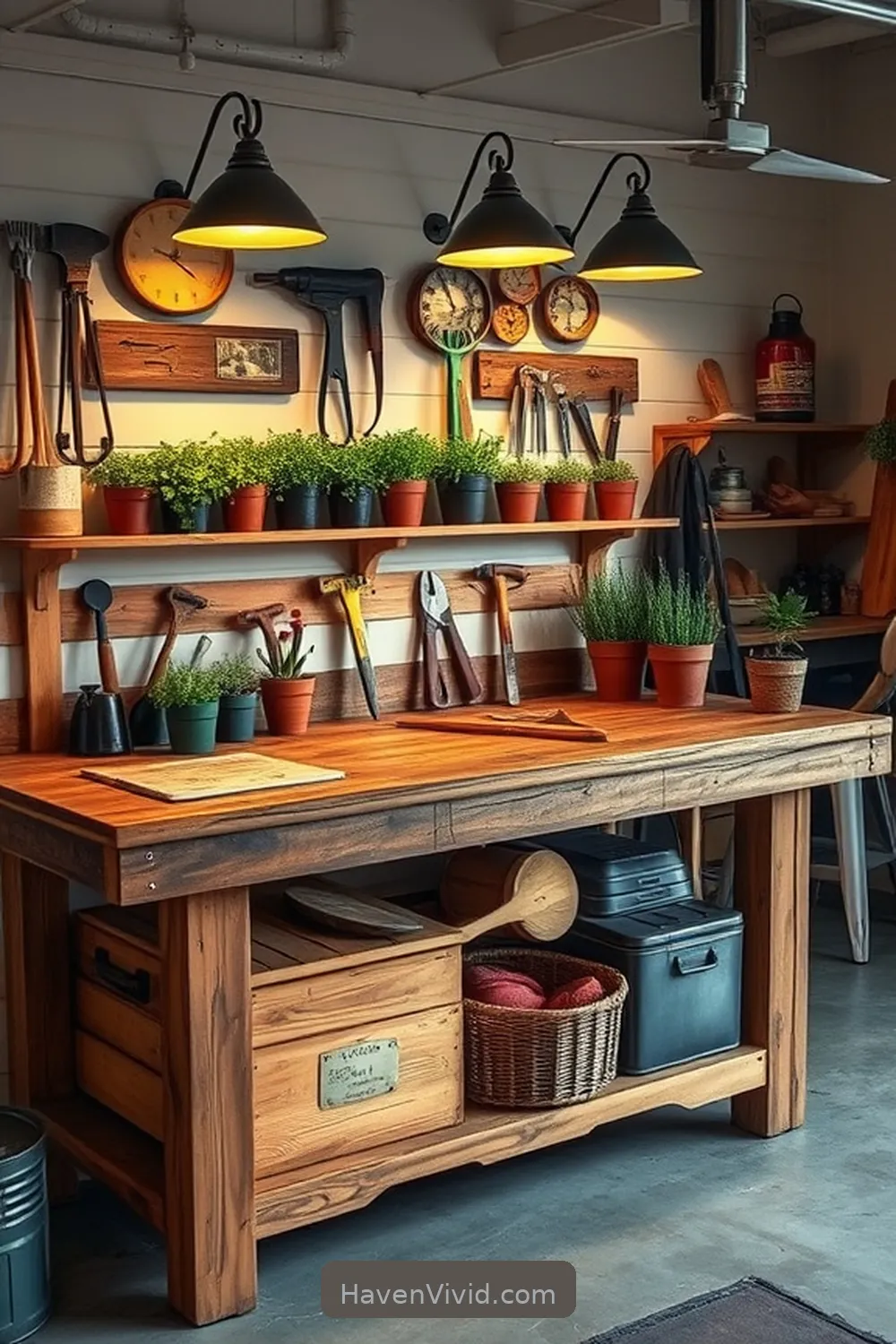 15 Creative Ways for Farmhouse Living in Your Garage Using Recycled Wood 10 Farmhouse Style Workbench for 15 Creative Ways for Farmhouse Living in Your Garage Using Recycled Wood