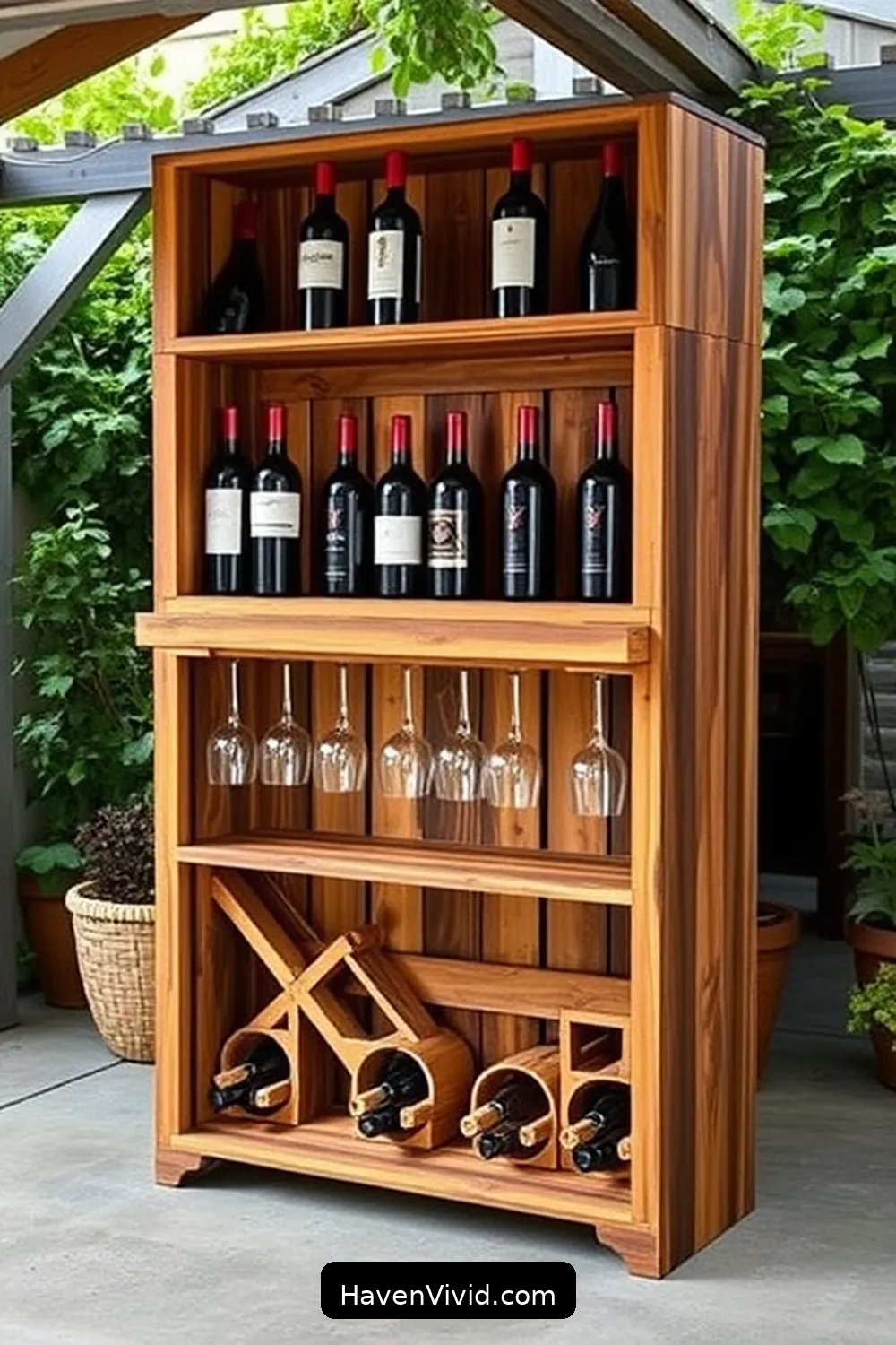 15 Creative Ways for Farmhouse Living in Your Garage Using Recycled Wood 14 Pallet Wood Wine Rack for 15 Creative Ways for Farmhouse Living in Your Garage Using Recycled Wood