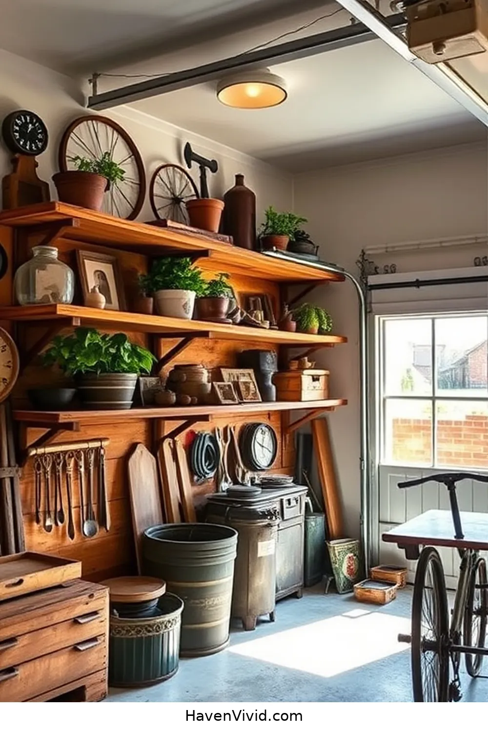15 Creative Ways for Farmhouse Living in Your Garage Using Recycled Wood 4 Reclaimed Wood Shelving Units for 15 Creative Ways for Farmhouse Living in Your Garage Using Recycled Wood