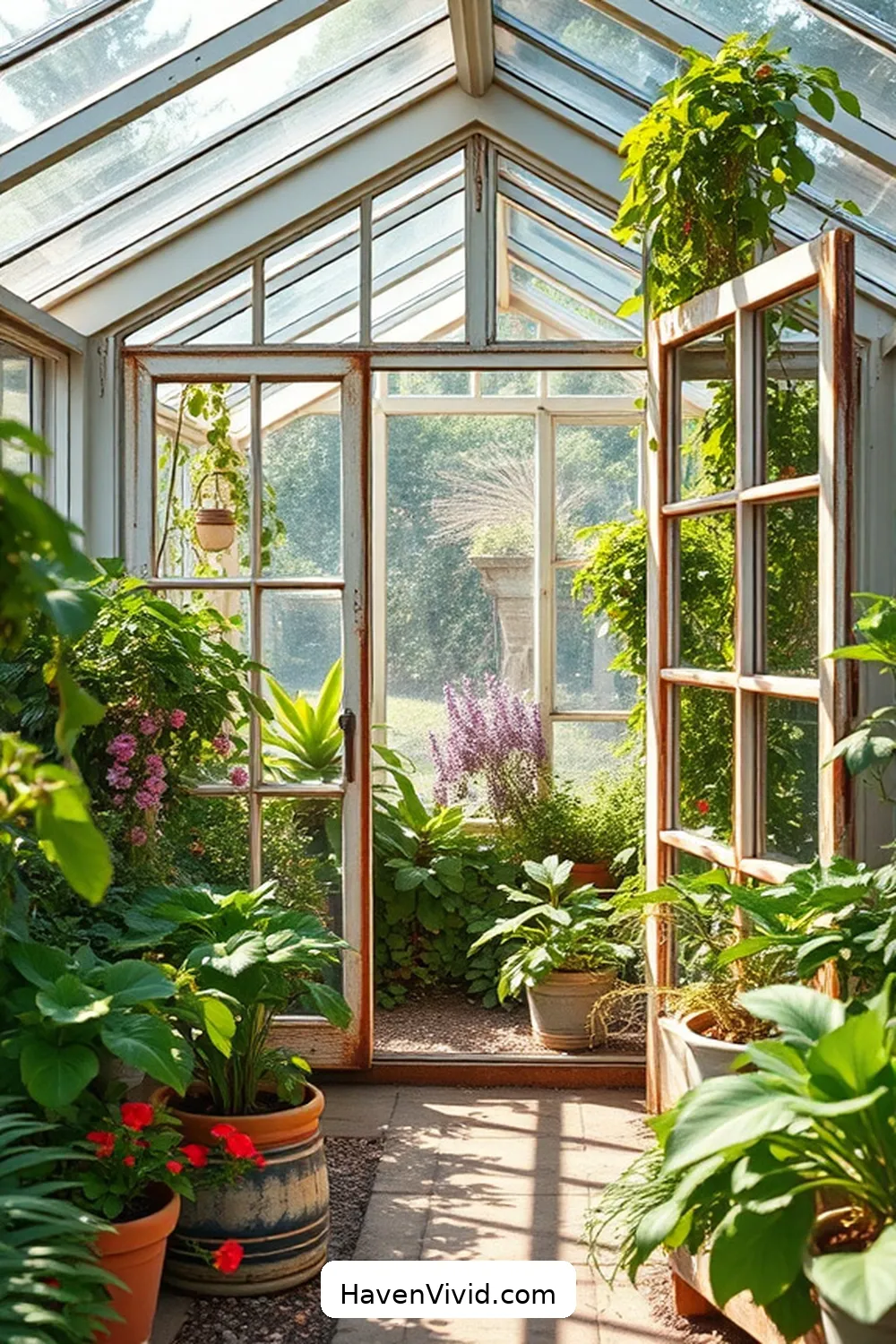 15 Creative Ways to Design Artistic Outdoor Patios Using Reclaimed Materials 10 Old Window Frame Greenhouses for 15 Creative Ways to Design Artistic Outdoor Patios Using Reclaimed Materials