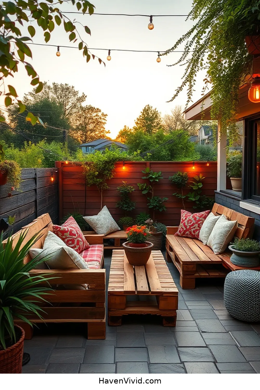 15 Creative Ways to Design Artistic Outdoor Patios Using Reclaimed Materials 2 Repurposed Wooden Pallet Seating for 15 Creative Ways to Design Artistic Outdoor Patios Using Reclaimed Materials