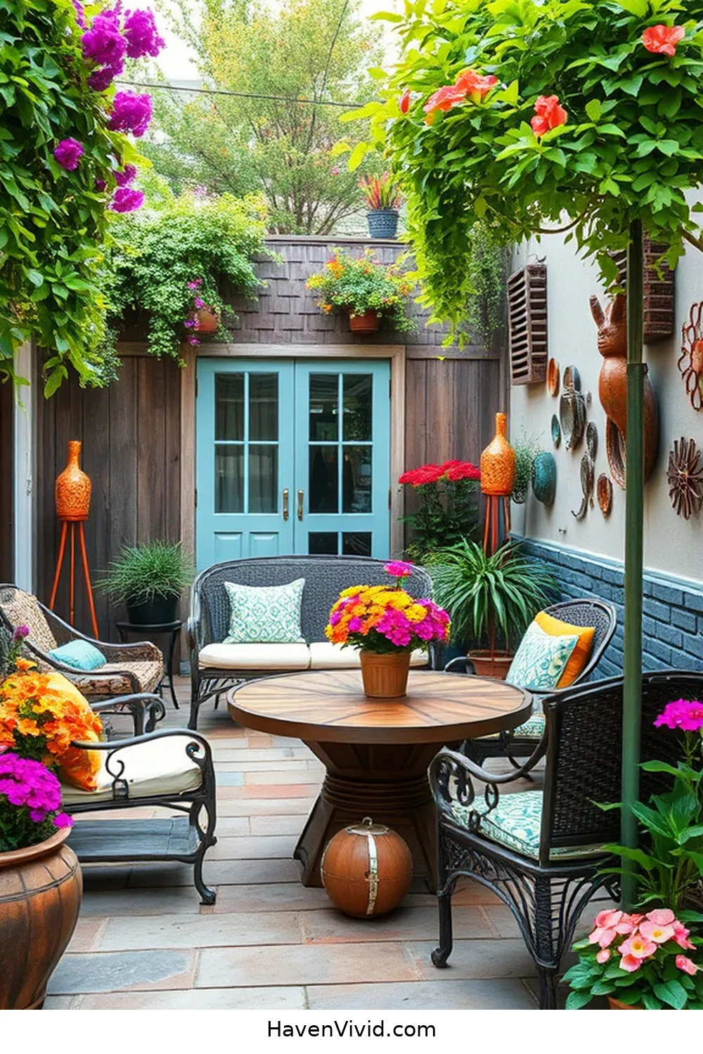 15 Creative Ways to Design Artistic Outdoor Patios Using Reclaimed Materials 8 Upcycled Metal Garden Art for 15 Creative Ways to Design Artistic Outdoor Patios Using Reclaimed Materials
