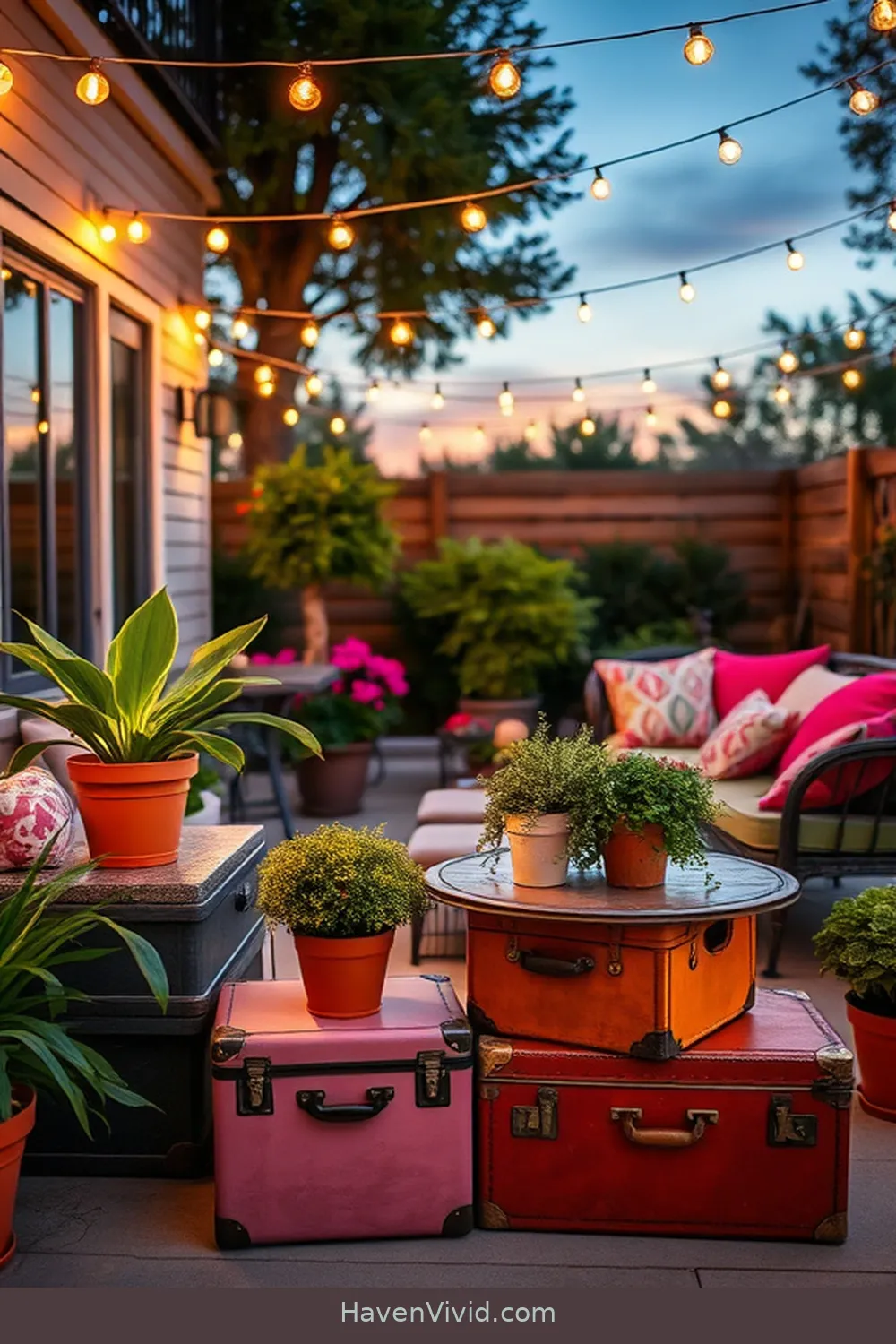15 Creative Ways to Design Artistic Outdoor Patios Using Reclaimed Materials 15 Vintage Suitcase Side Tables for 15 Creative Ways to Design Artistic Outdoor Patios Using Reclaimed Materials